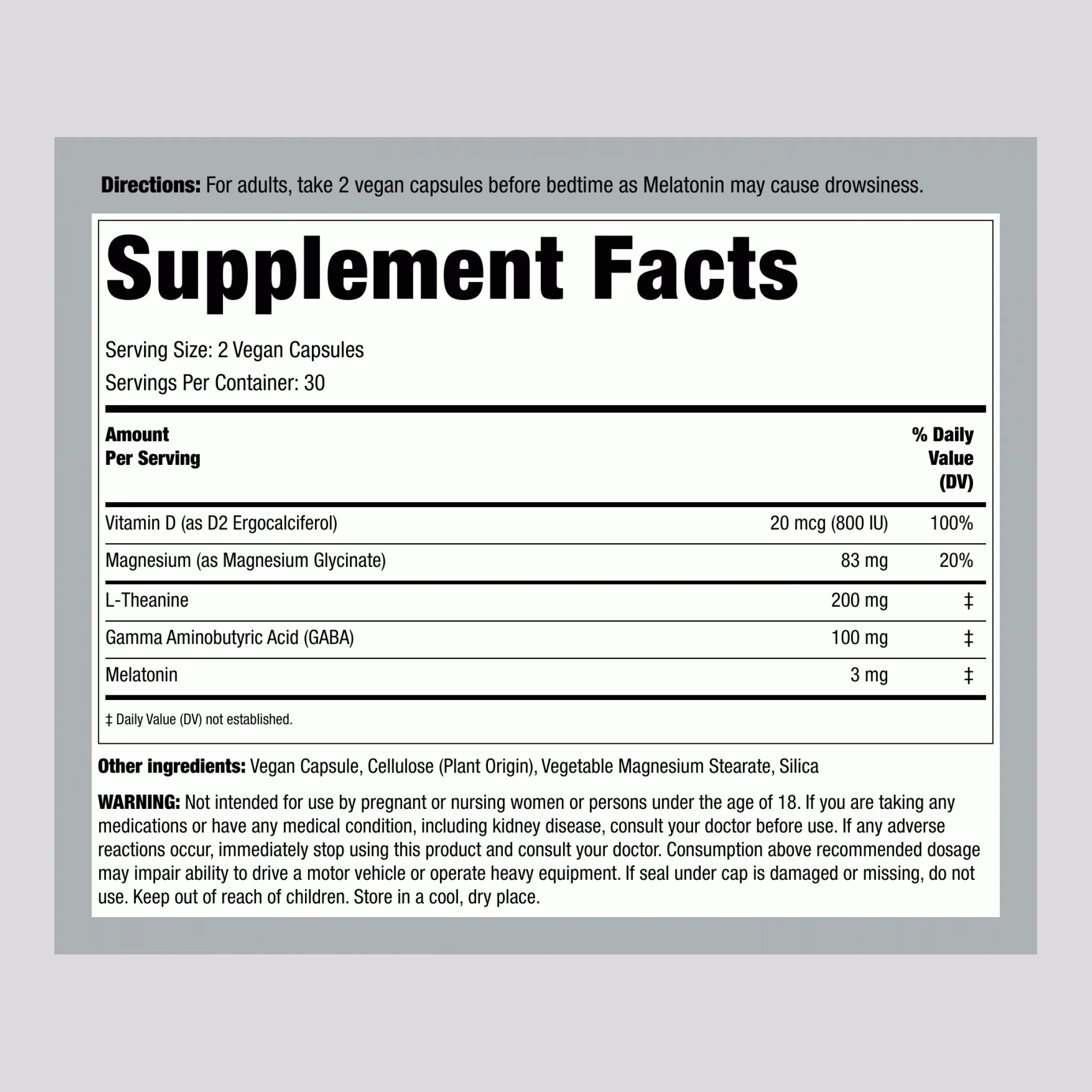 5 in 1 Melatonin + Magnesium Glycinate, 60 Vegan Capsules - Image 2