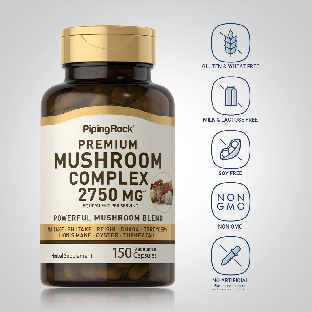 8 Mushroom Complex, 2750 mg (per serving), 150 Vegetarian Capsules, 2  Bottles - Image 4