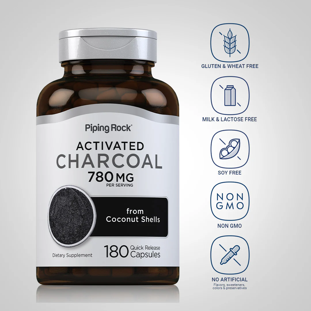 Activated Coconut Charcoal, 780 mg (per serving), 180 Quick Release Capsules - Image 5