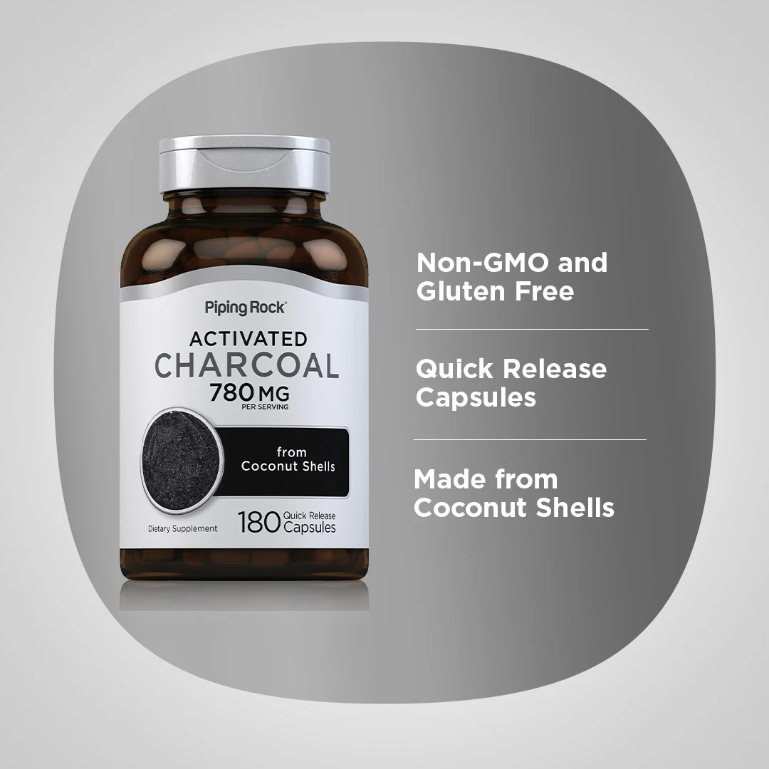 Activated Coconut Charcoal, 780 mg (per serving), 180 Quick Release Capsules, 2  Bottles - Image 4