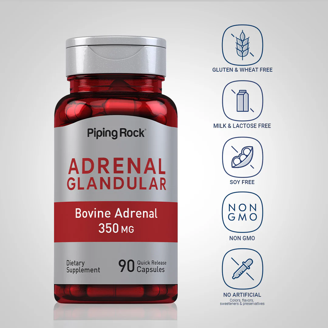 Adrenal Glandular (Bovine), 350 mg, 90 Quick Release Capsules, 2  Bottles - Image 5