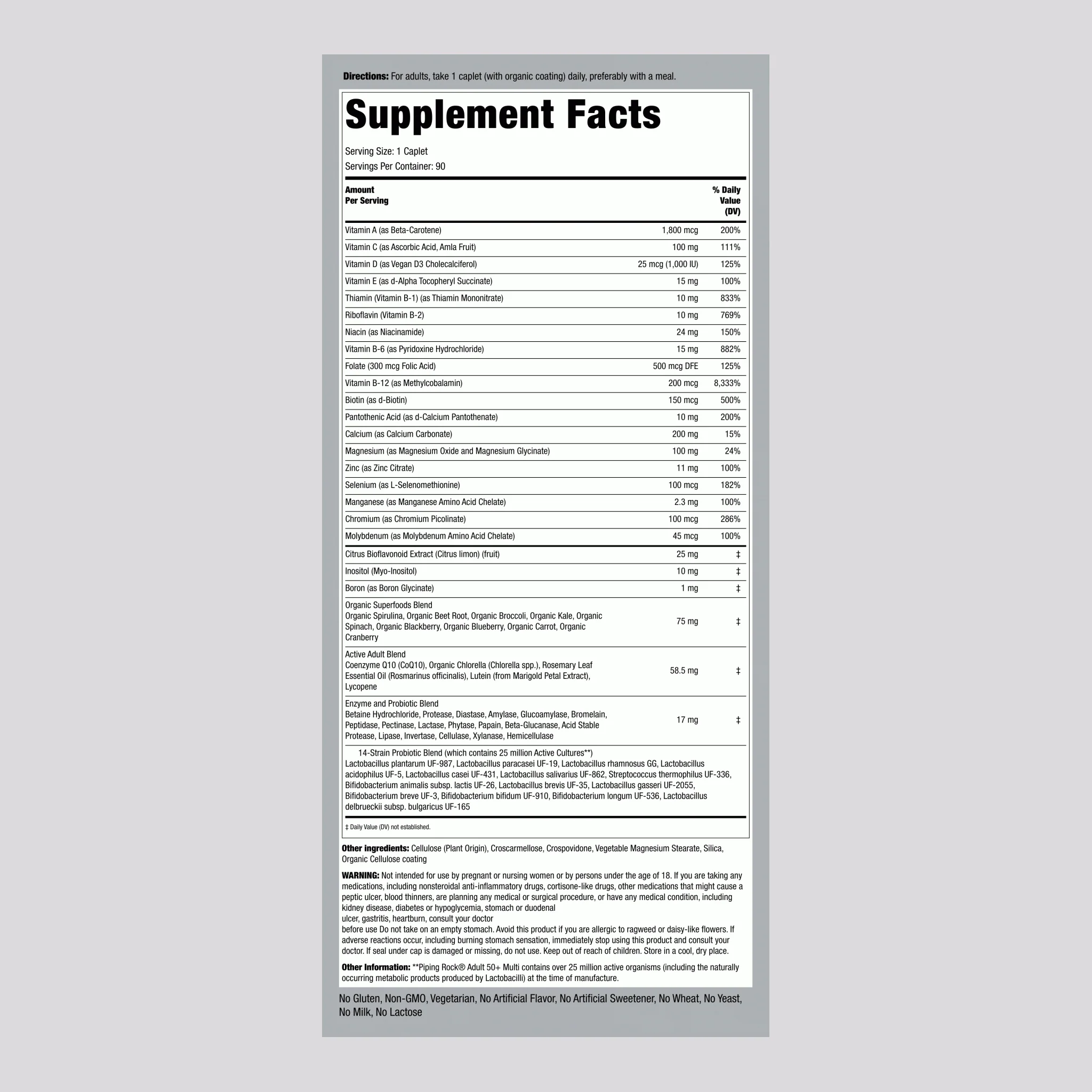 Adult 50+ Multivitamin, 90 Coated Caplets - Image 2
