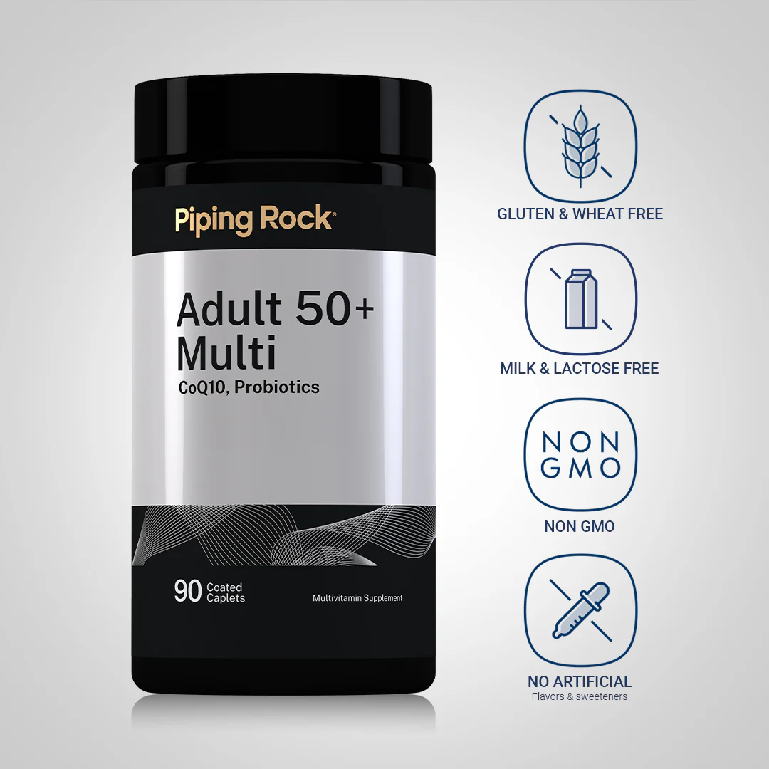Adult 50+ Multivitamin, 90 Coated Caplets, 2  Bottles - Image 4