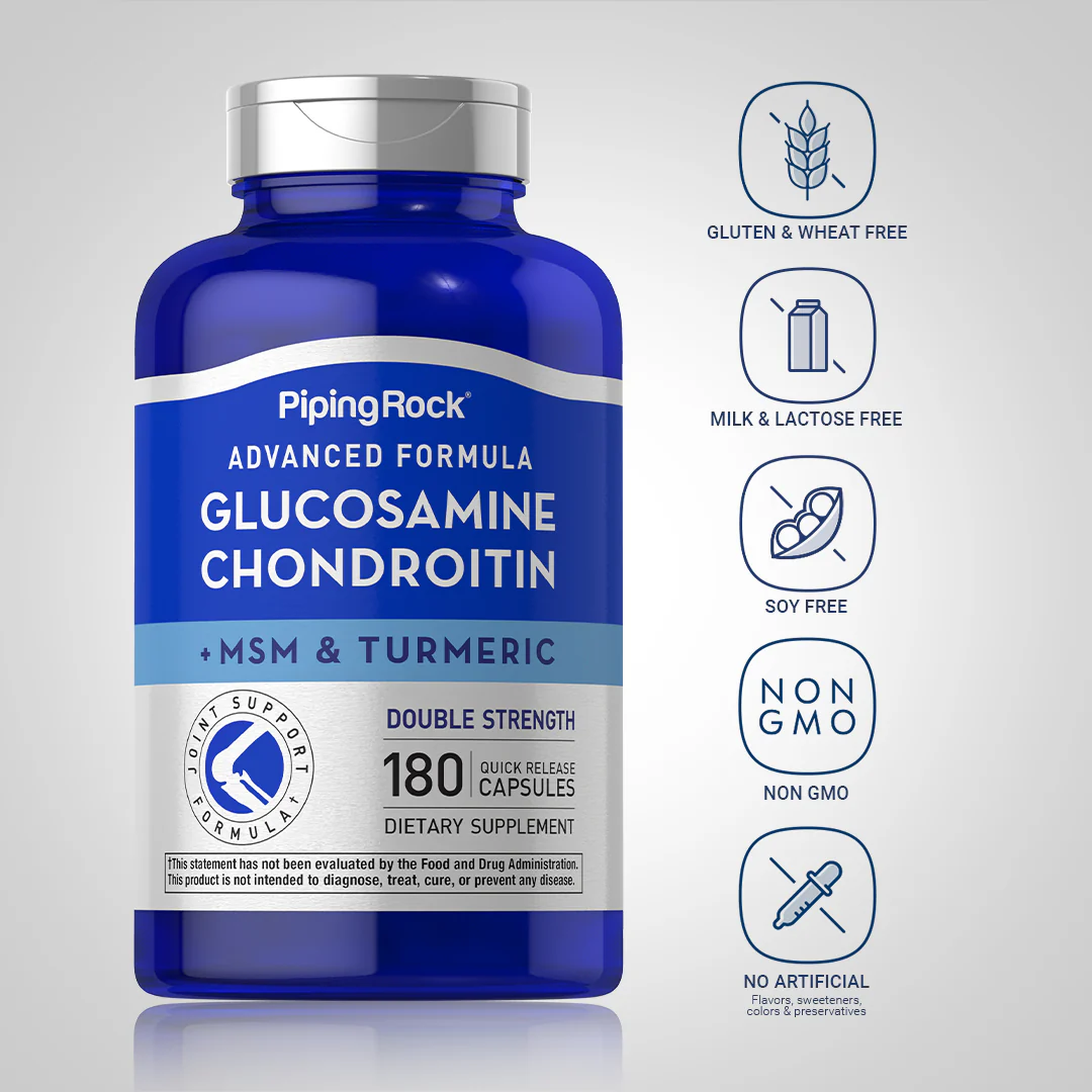 Advanced Double Strength Glucosamine Chondroitin MSM Plus Turmeric, 180 Quick Release Capsules - Image 5