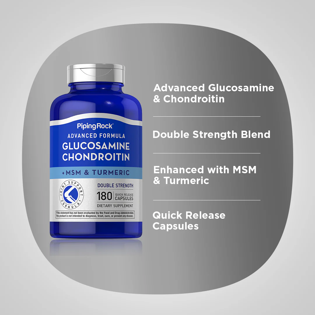 Advanced Double Strength Glucosamine Chondroitin MSM Plus Turmeric, 180 Quick Release Capsules, 2  Bottles - Image 4