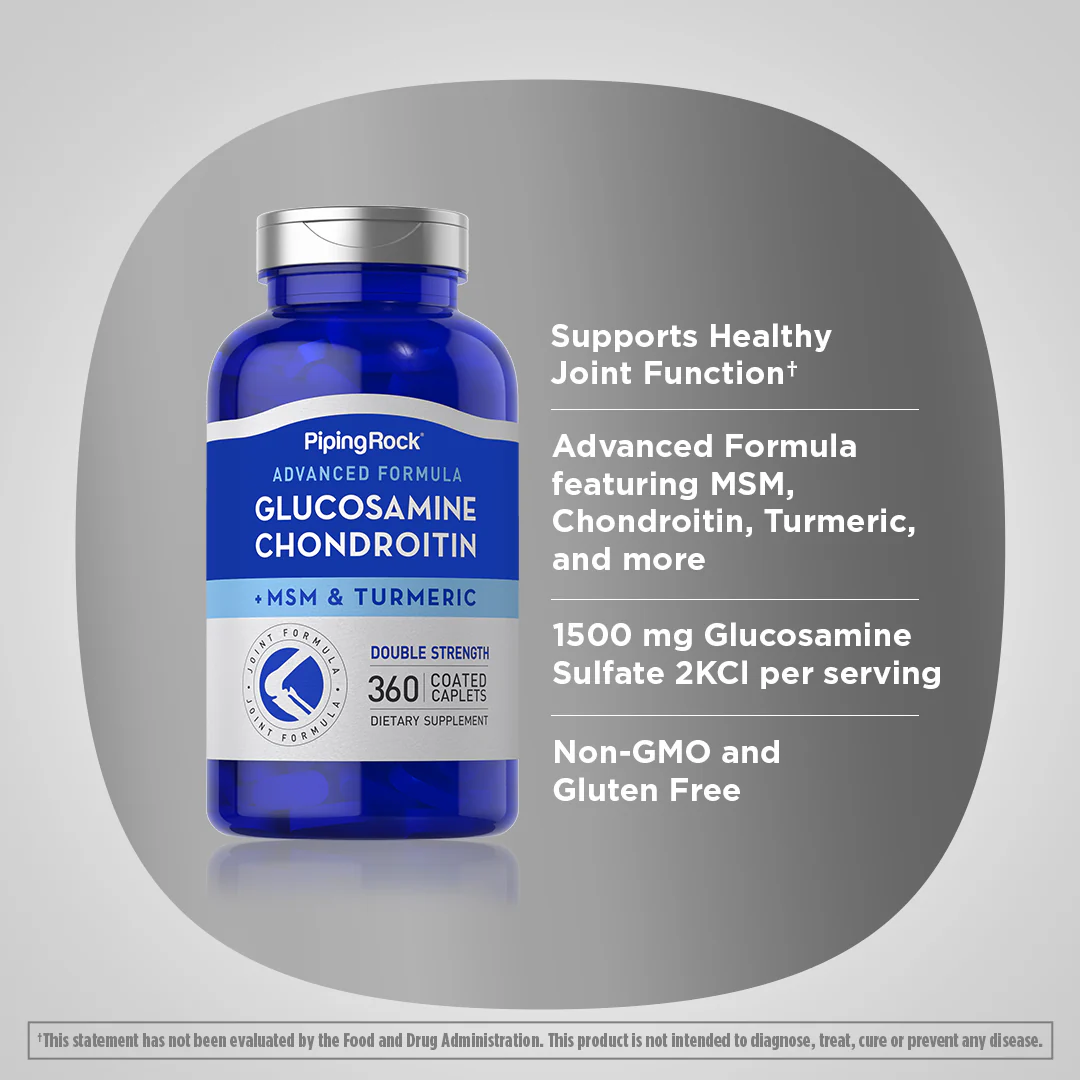 Advanced Double Strength Glucosamine Chondroitin MSM Plus Turmeric, 360 Coated Caplets - Image 4