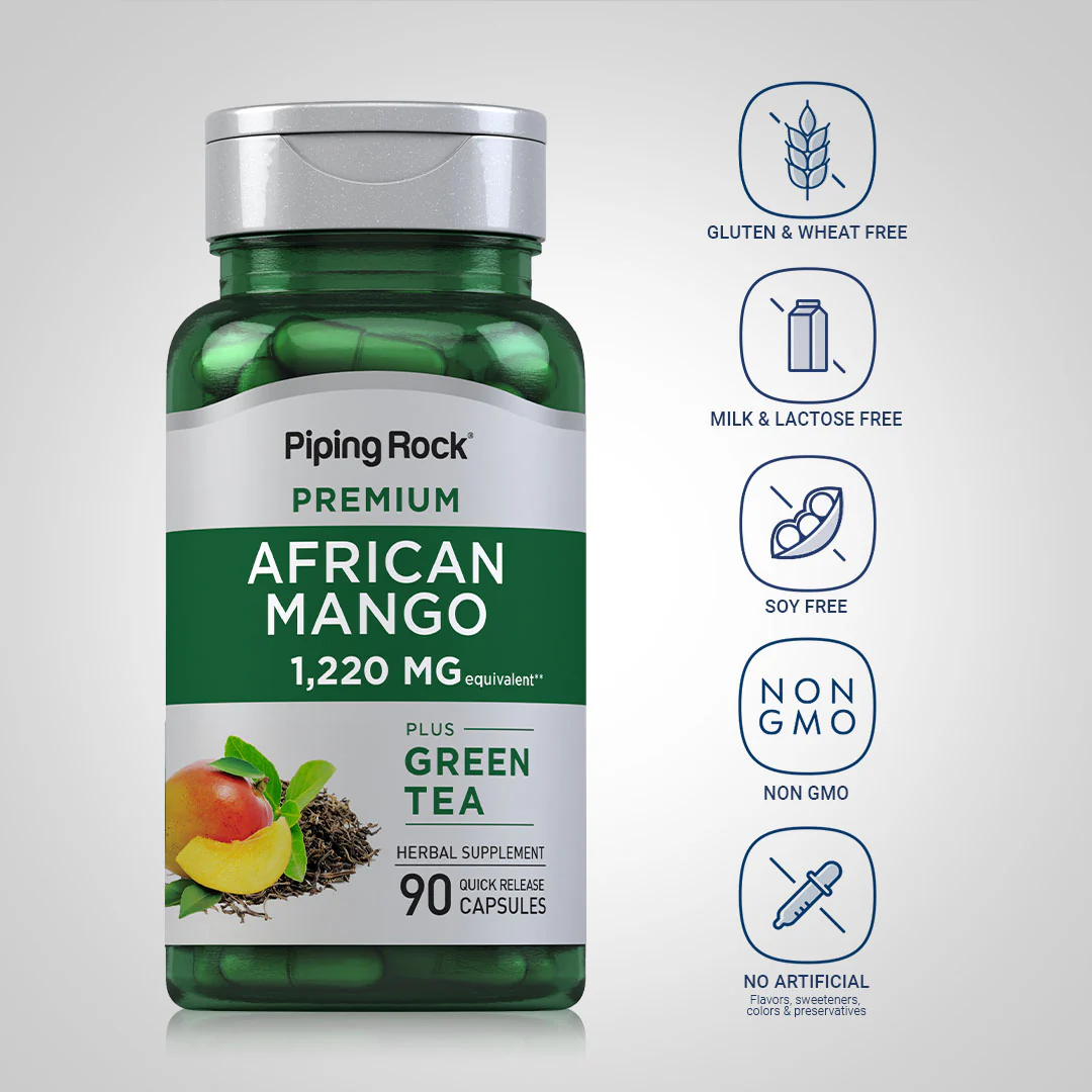 African Mango & Green Tea, 1220 mg, 90 Quick Release Capsules - Image 5