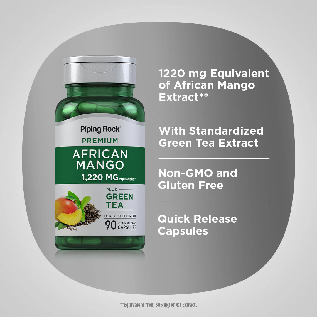 African Mango & Green Tea, 1,220 mg, 90 Quick Release Capsules, 2  Bottles - Image 4