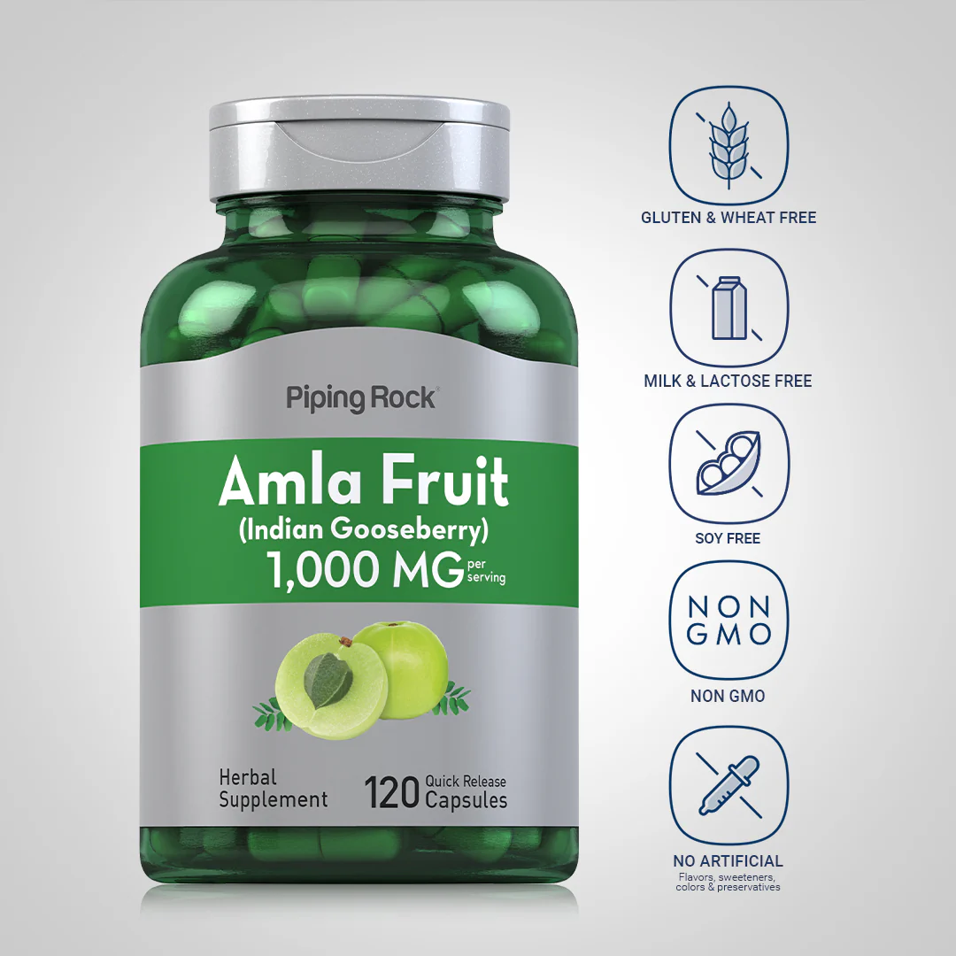 Amla Fruit (Indian Gooseberry), 1,000 mg (per serving), 120 Quick Release Capsules - Image 5