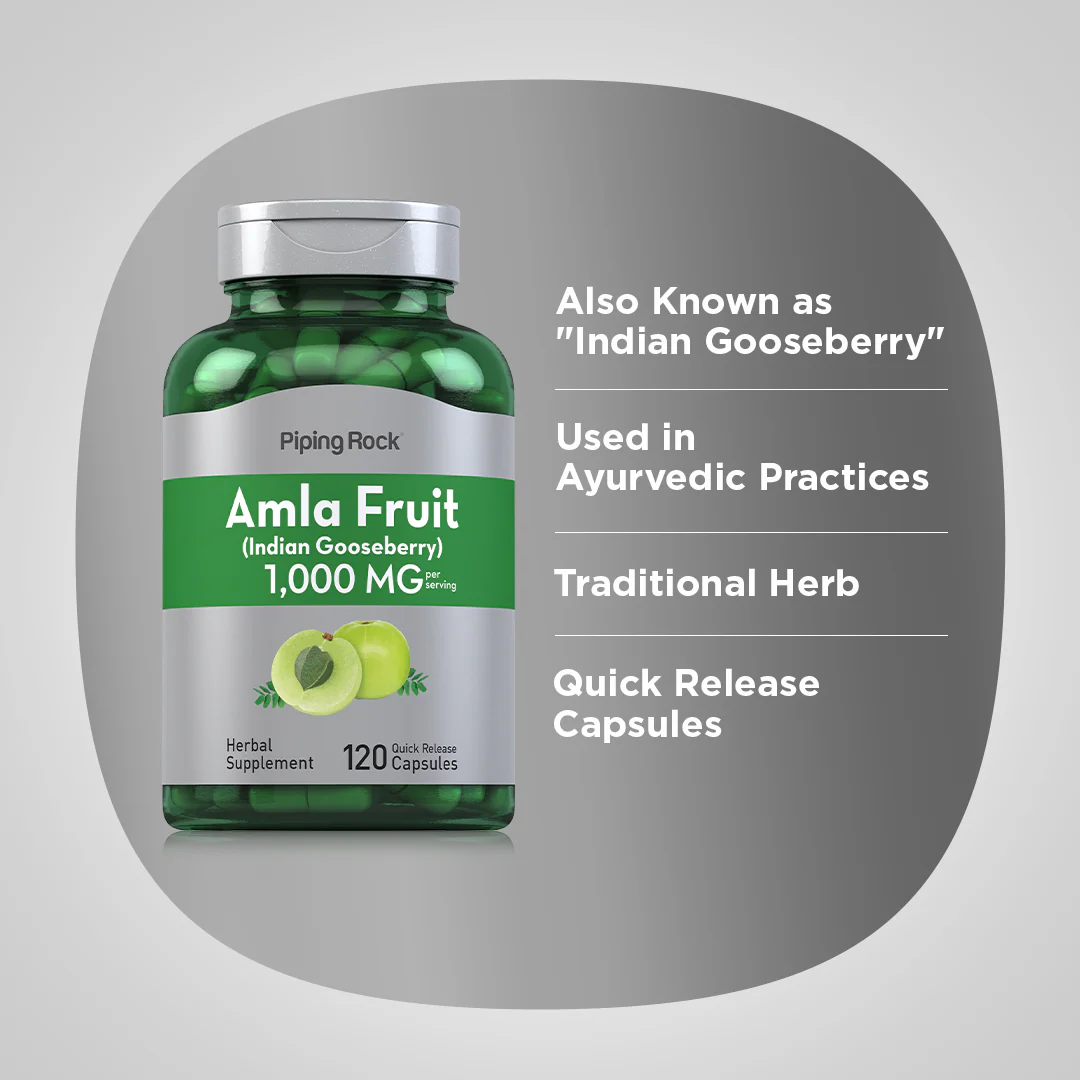 Amla Fruit (Indian Gooseberry), 1,000 mg (per serving), 120 Quick Release Capsules, 2  Bottles - Image 4