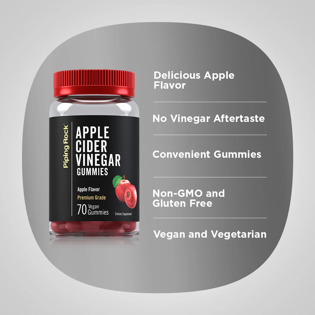 Apple Cider Vinegar (Delicious Apple), 70 Vegan Gummies, 2  Bottles - Image 3