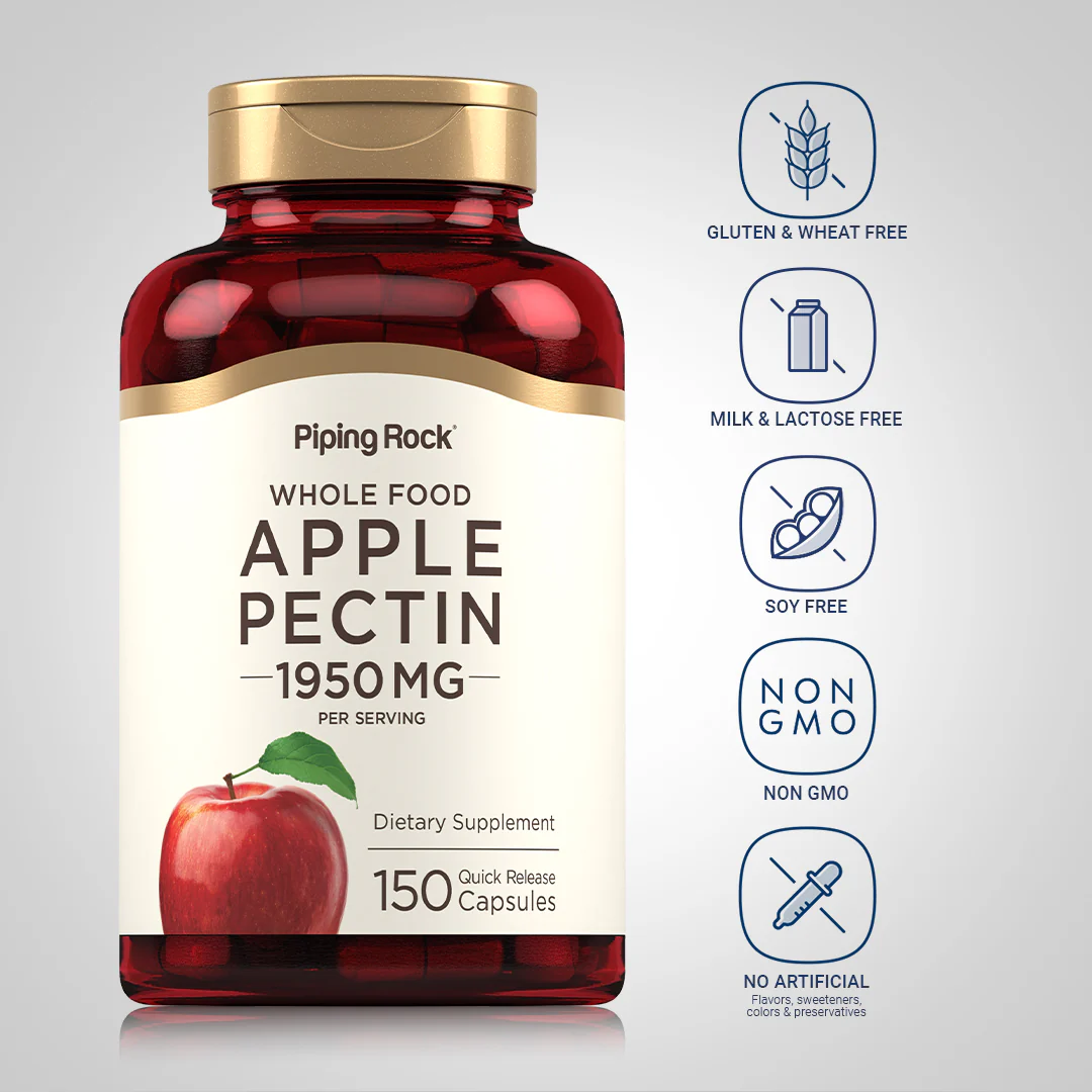 Apple Pectin, 1950 mg (per serving), 150 Quick Release Capsules, 2  Bottles - Image 5