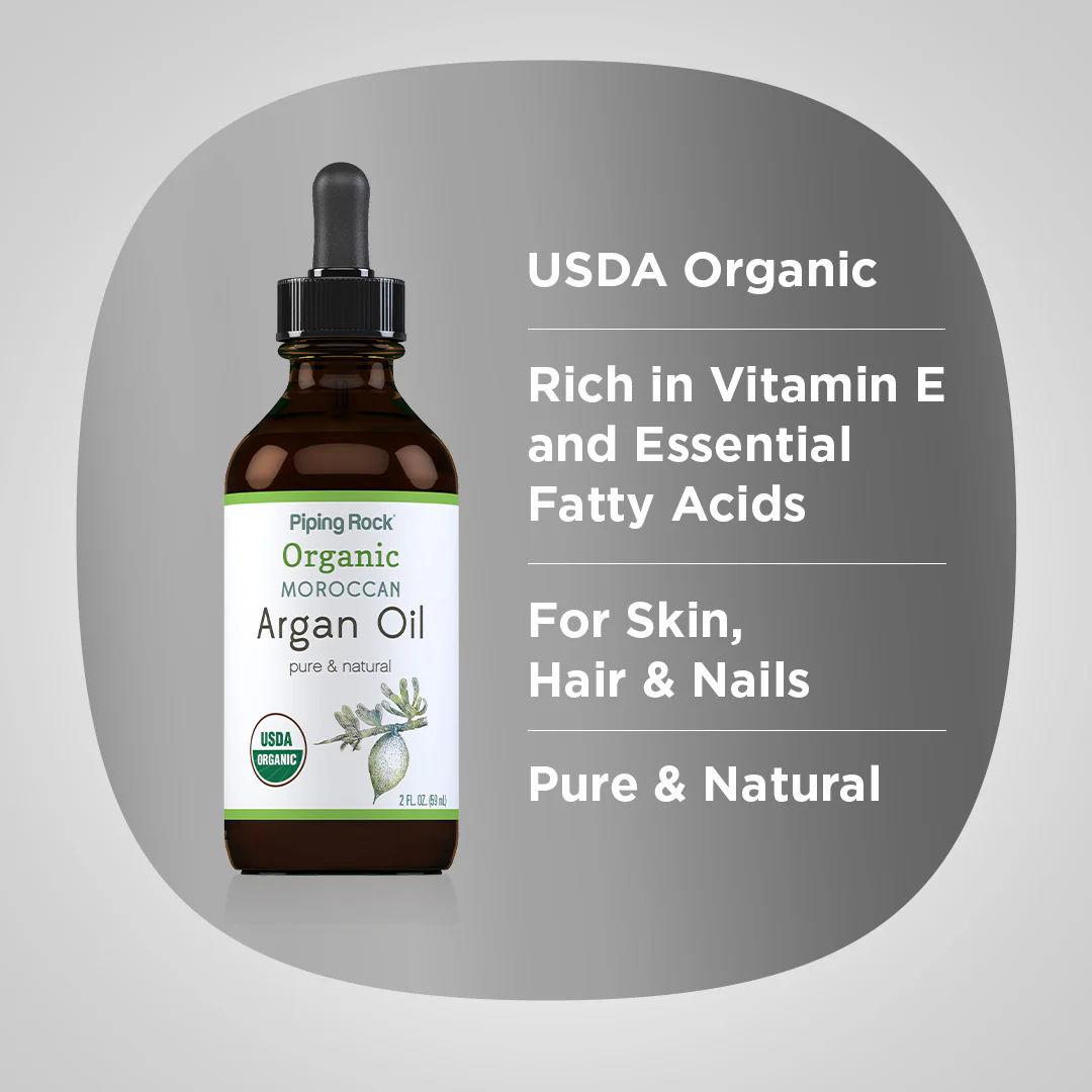 Argan Oil Pure Moroccan Liquid Gold (Organic), 2 fl oz (59 mL) Dropper Bottle - Image 3
