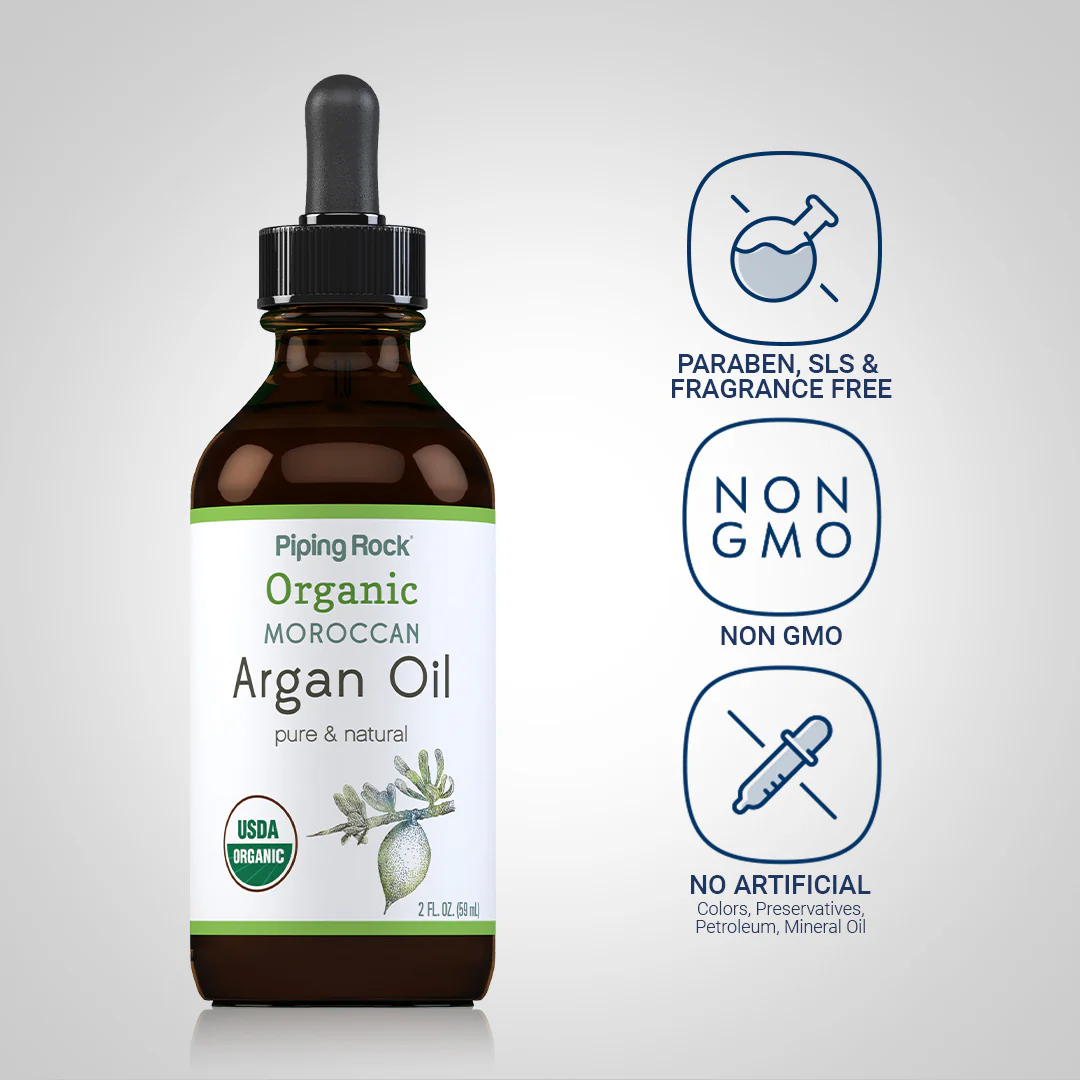 Argan Oil Pure Moroccan Liquid Gold (Organic), 2 fl oz (59 mL) Dropper Bottle - Image 4