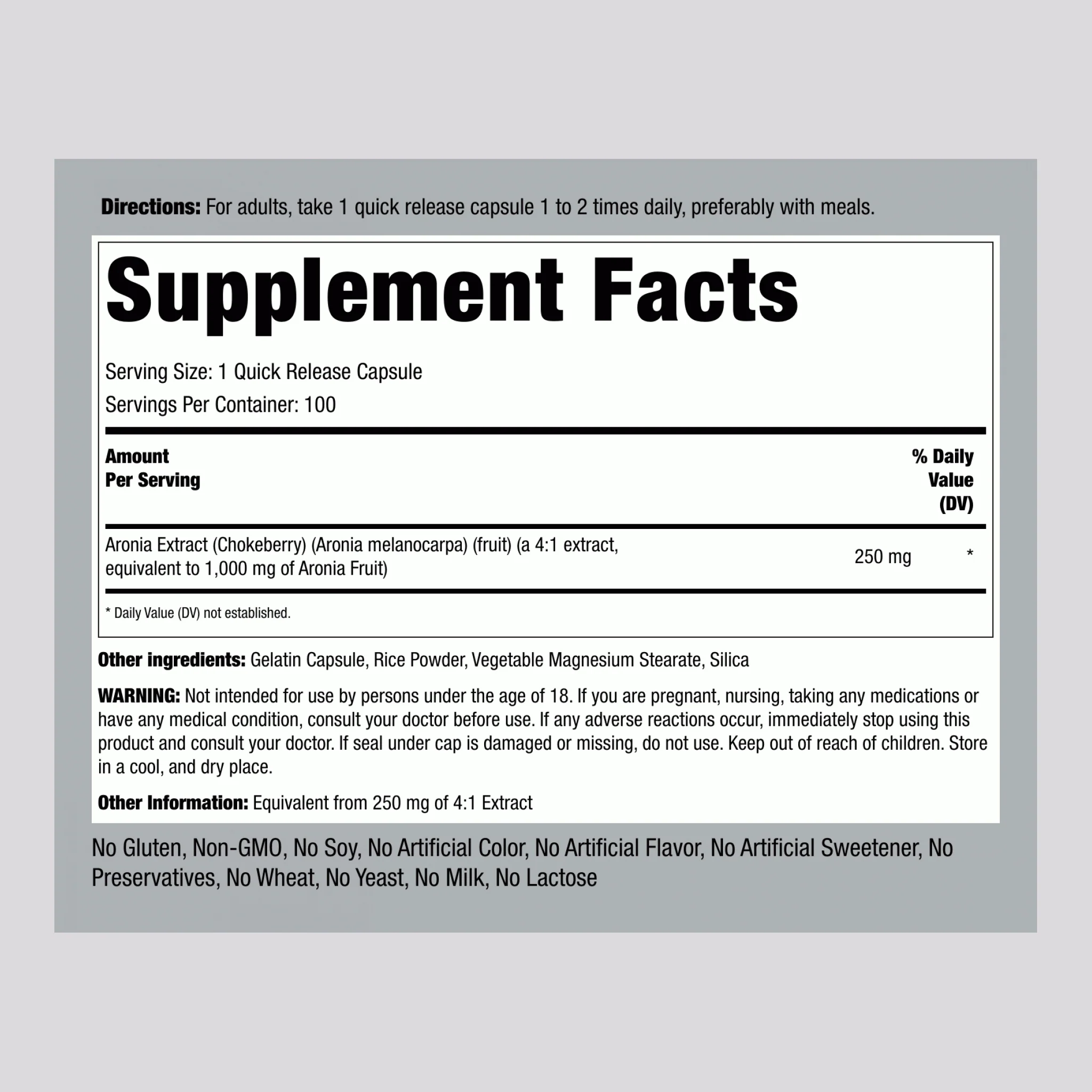 Aronia (Chokeberry), 1000 mg, 100 Quick Release Capsules, 2  Bottles - Image 2