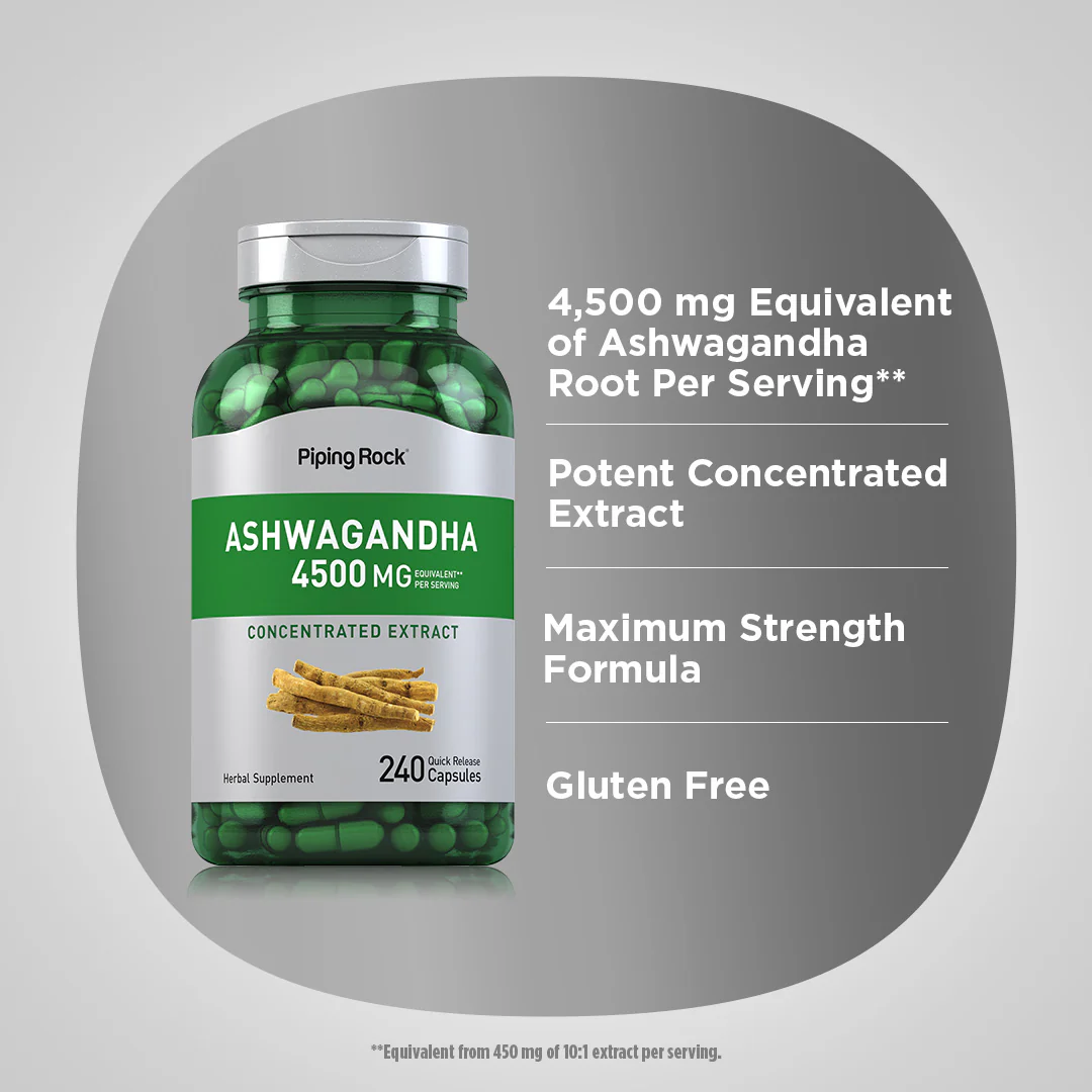 Ashwagandha, 4500 mg (per serving), 240 Quick Release Capsules - Image 4
