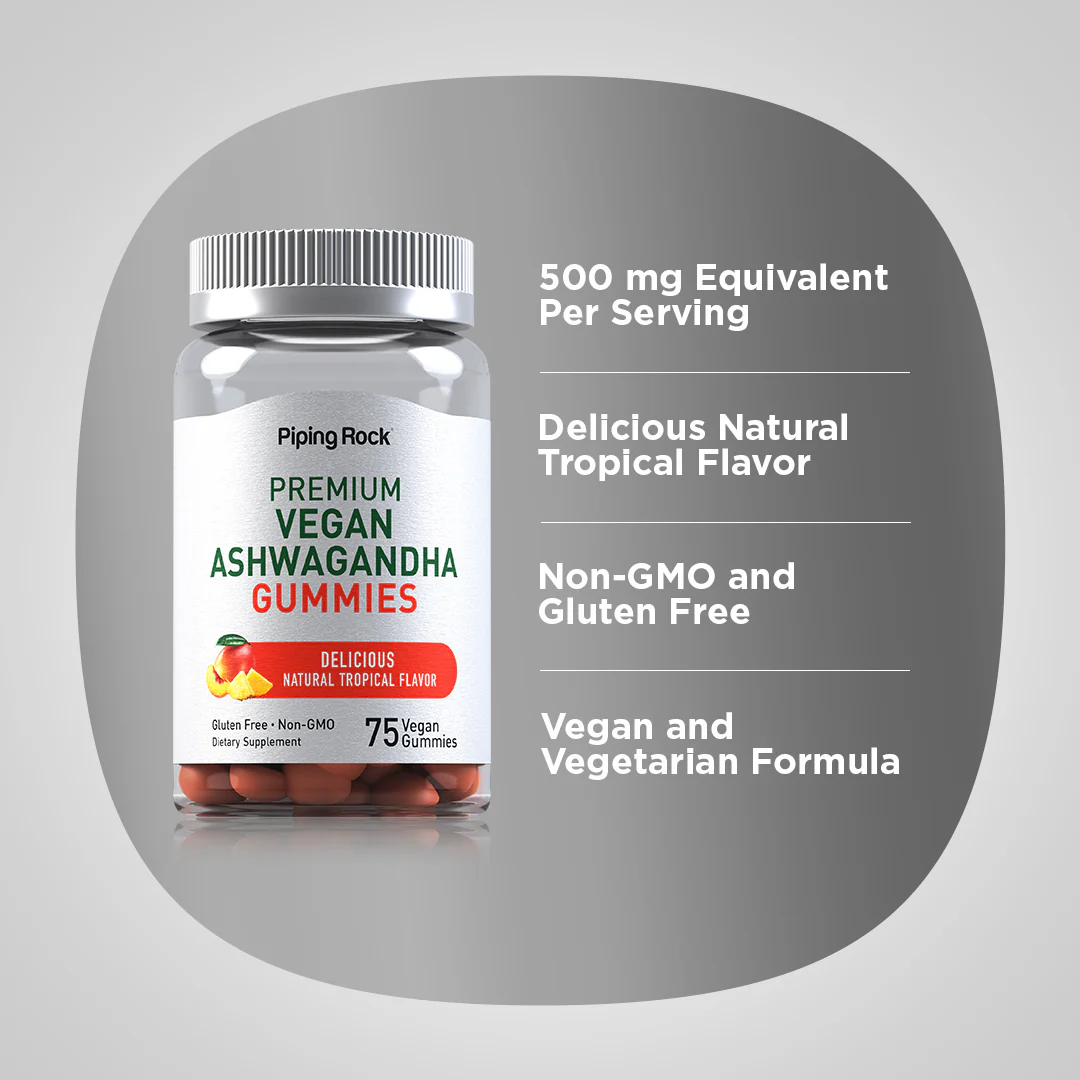 Ashwagandha (Delicious Tropical), 75 Vegan Gummies - Image 3