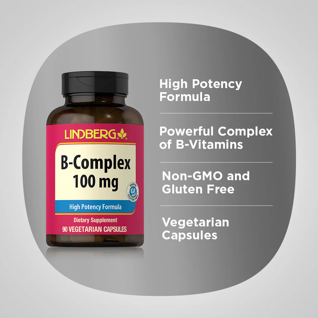 B-Complex, 100 mg, 90 Vegetarian Capsules, 2  Bottles - Image 4