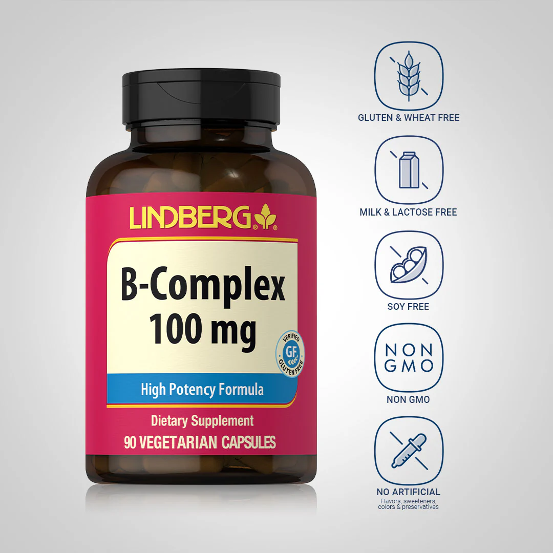 B-Complex, 100 mg, 90 Vegetarian Capsules, 2  Bottles - Image 5