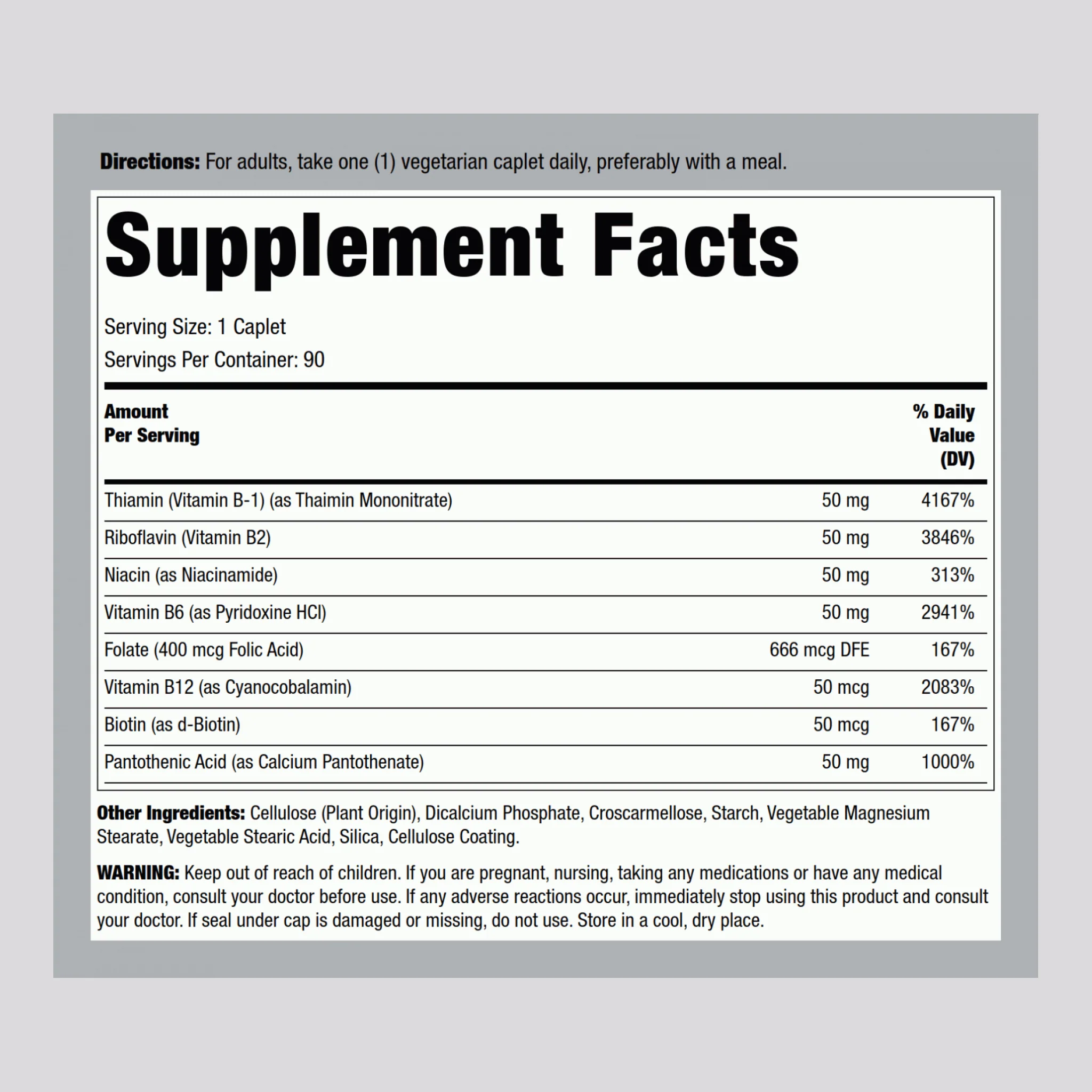 B-Complex, 50 mg, 90 Vegetarian Caplets - Image 2