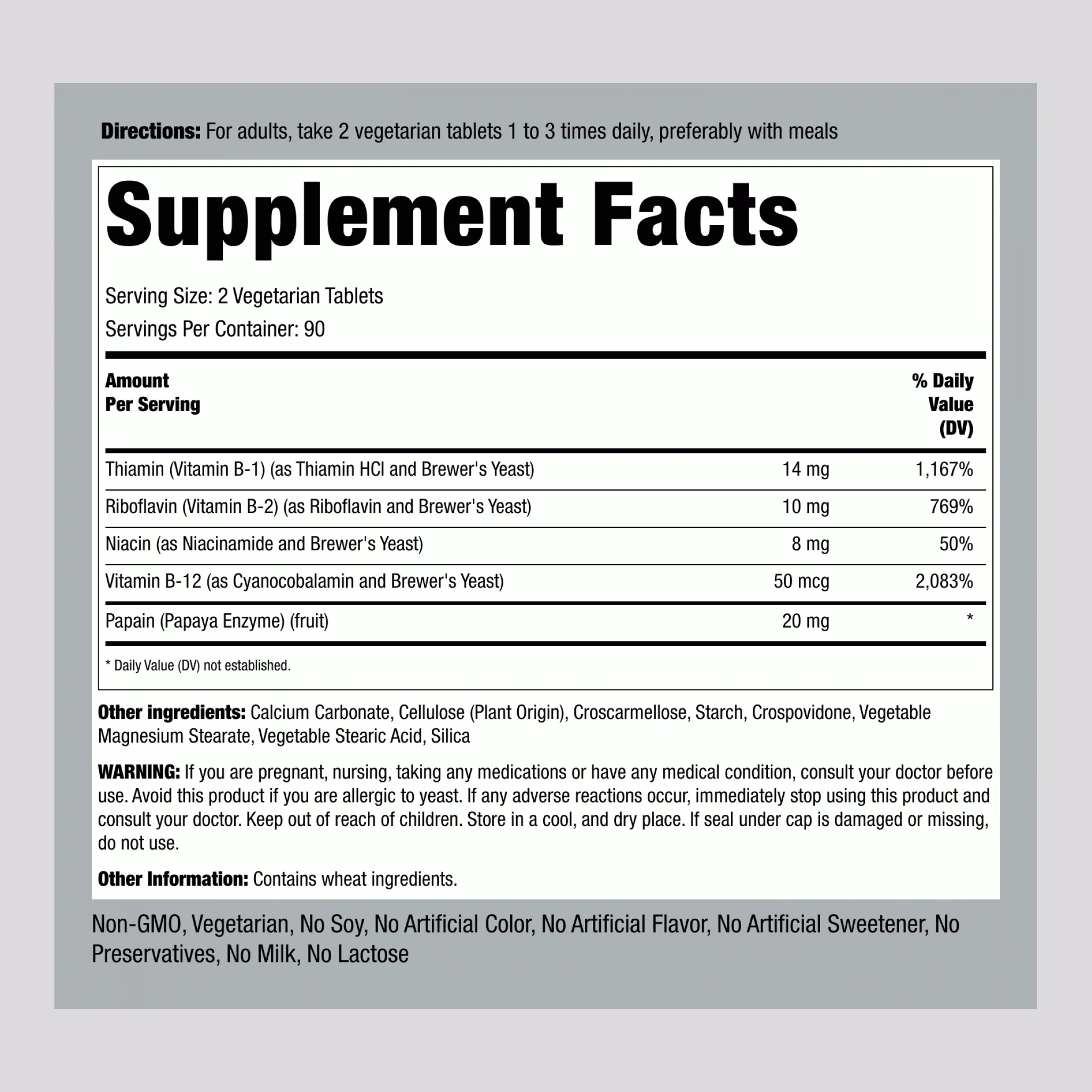 B Complex Plus Vitamin B-12, 180 Tablets - Image 2