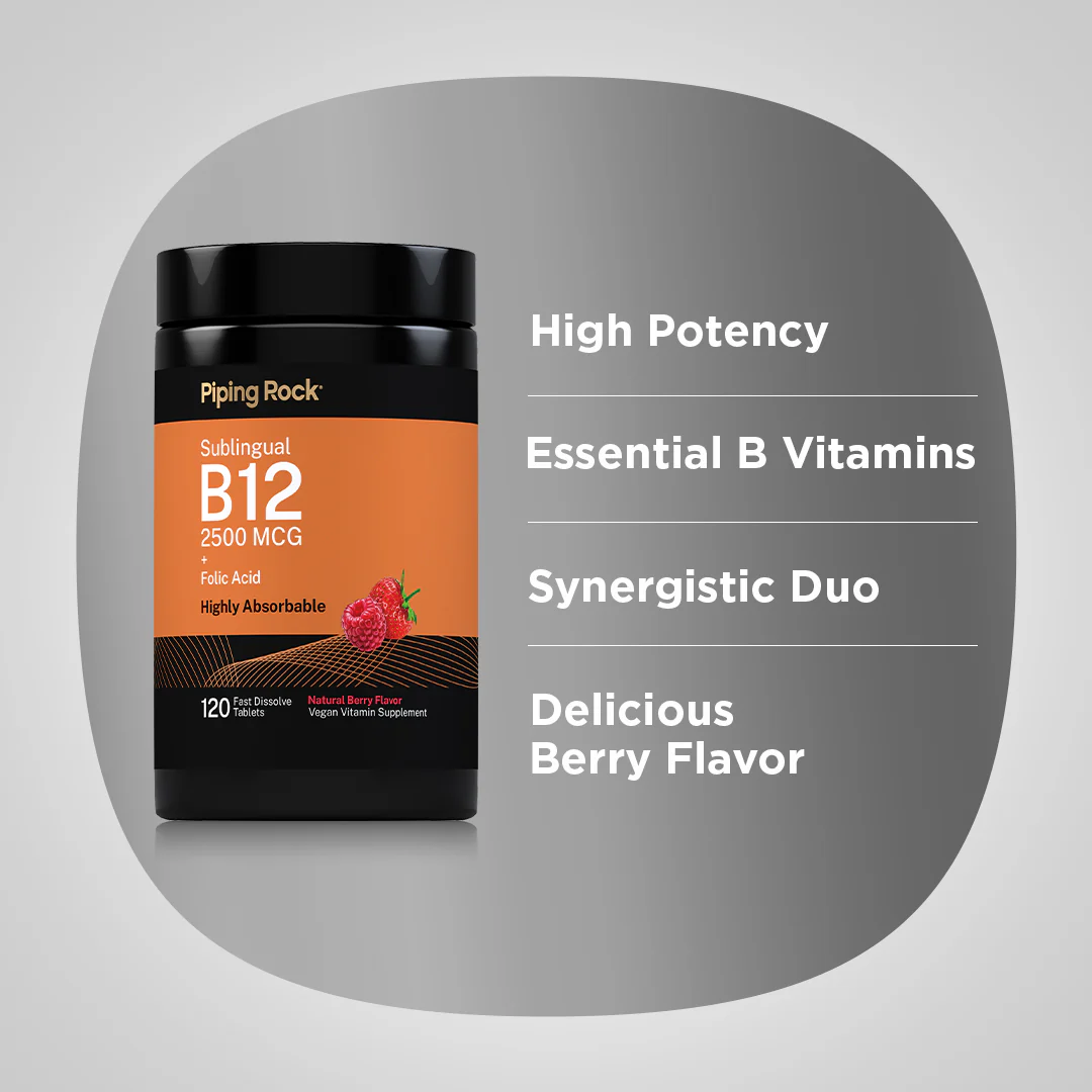 B12 2500 mcg + Folic Acid 400 mcg, 120 Fast Dissolve Tablets - Image 4