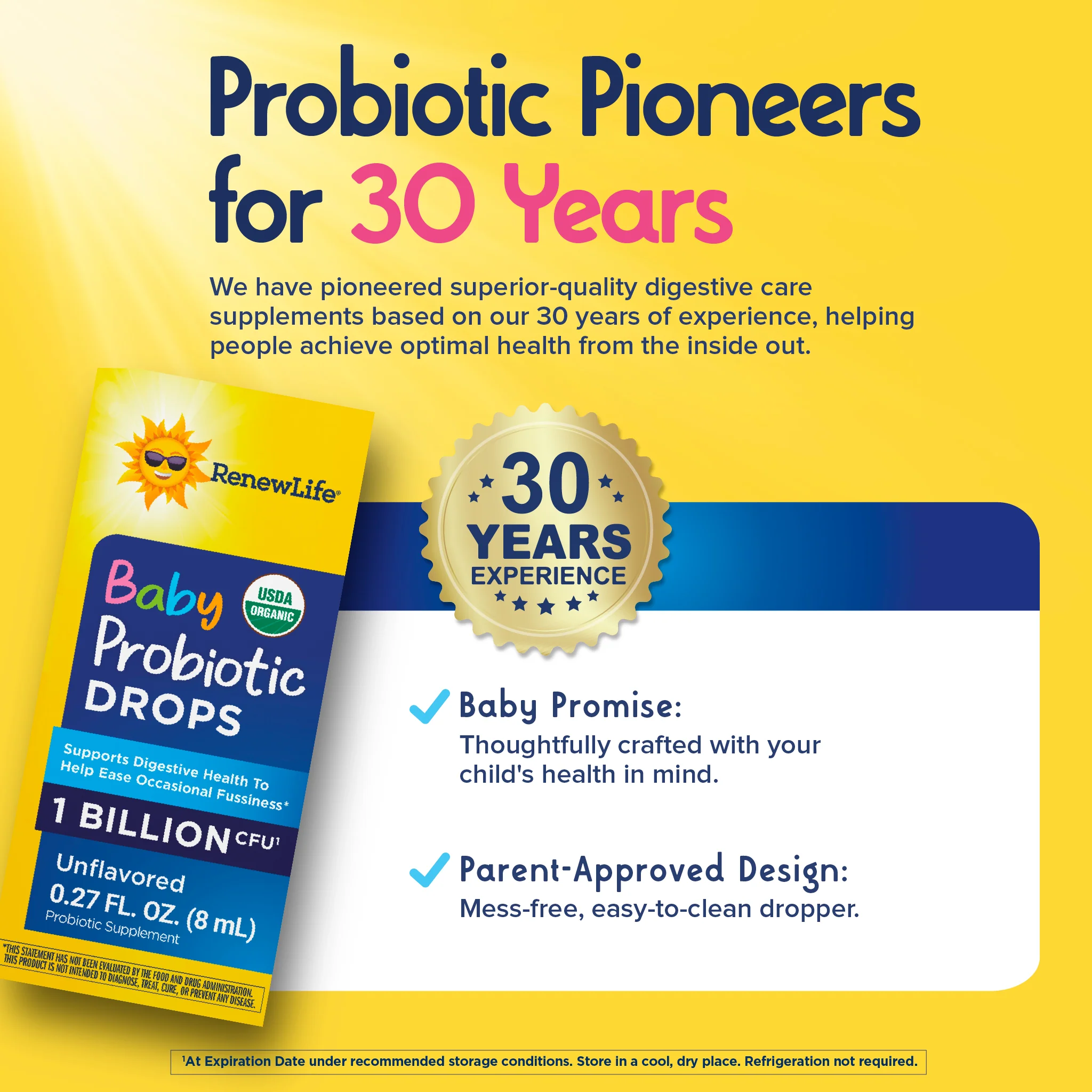 Baby Probiotic Drops 1 Billion (Organic), 0.27 fl oz (8 mL) Dropper Bottle - Image 7