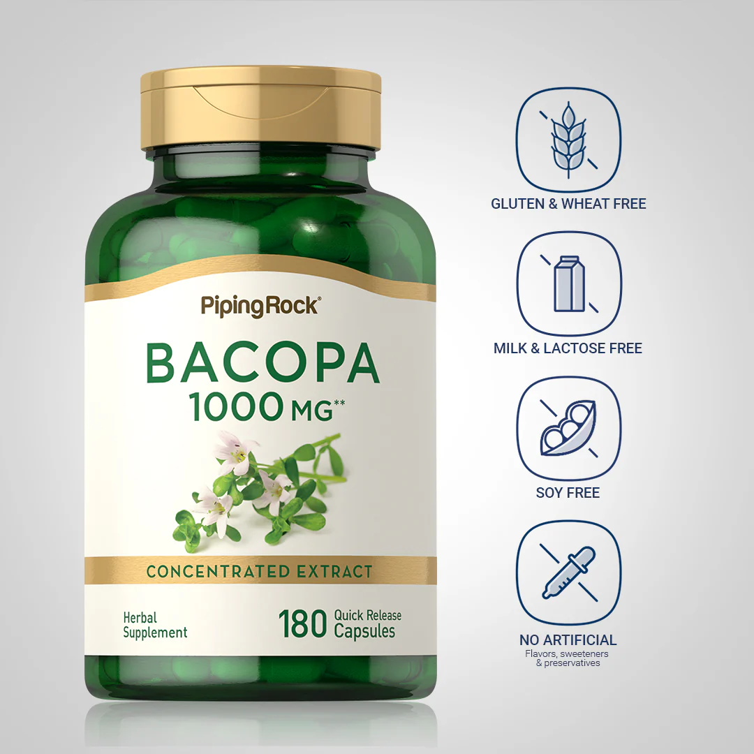 Bacopa Monnieri, 1000 mg, 180 Quick Release Capsules, 2  Bottles - Image 4
