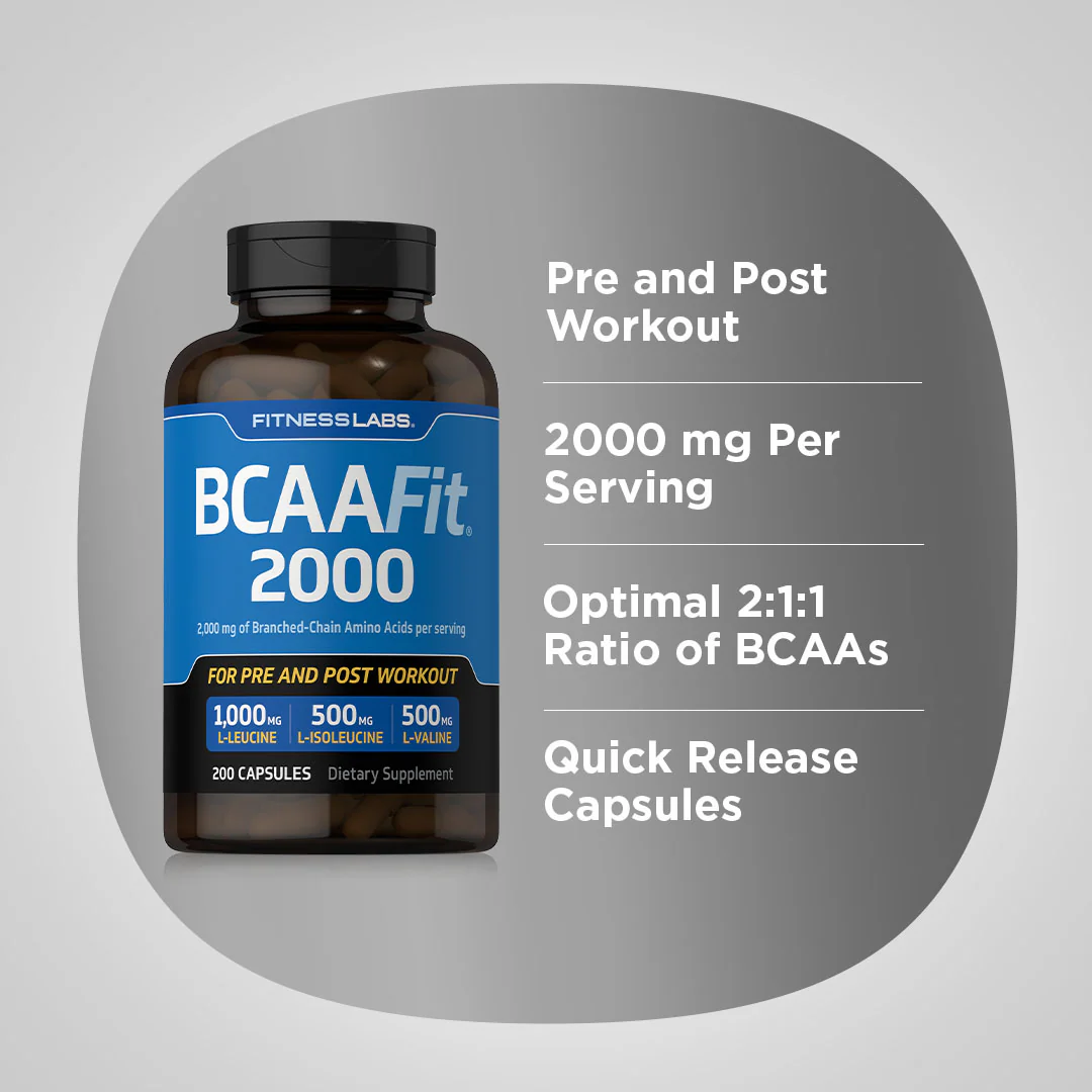 BCAAFit 2000, 2000 mg (per serving), 200 Capsules - Image 4