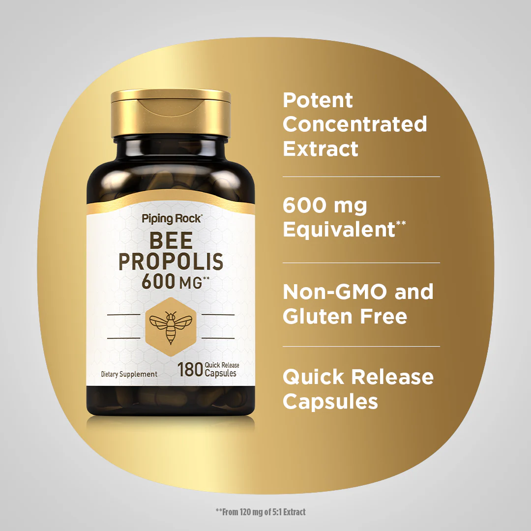 Bee Propolis, 600 mg, 180 Quick Release Capsules - Image 4