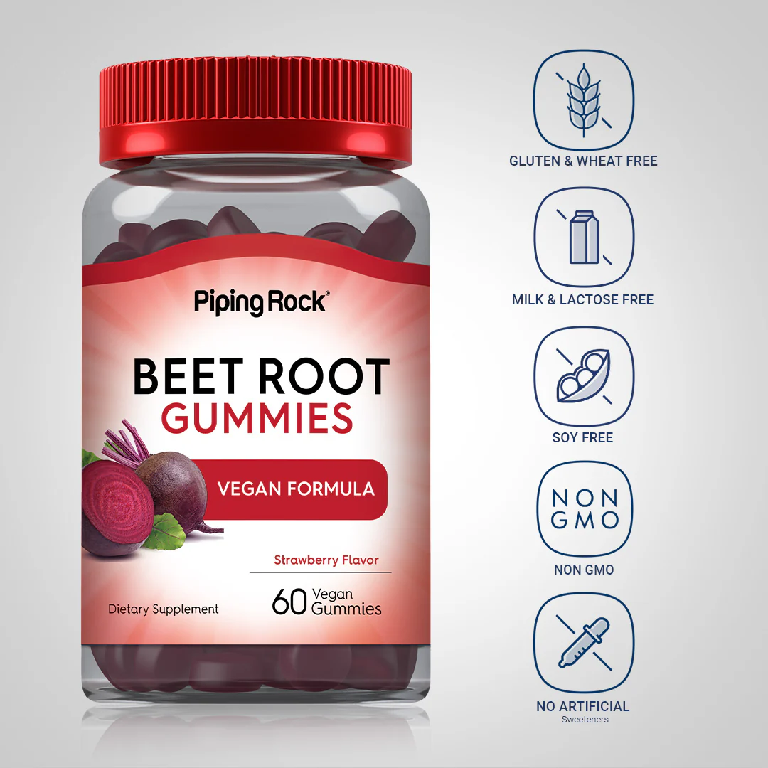 Beet Root (Strawberry), 60 Vegan Gummies, 2  Bottles - Image 4
