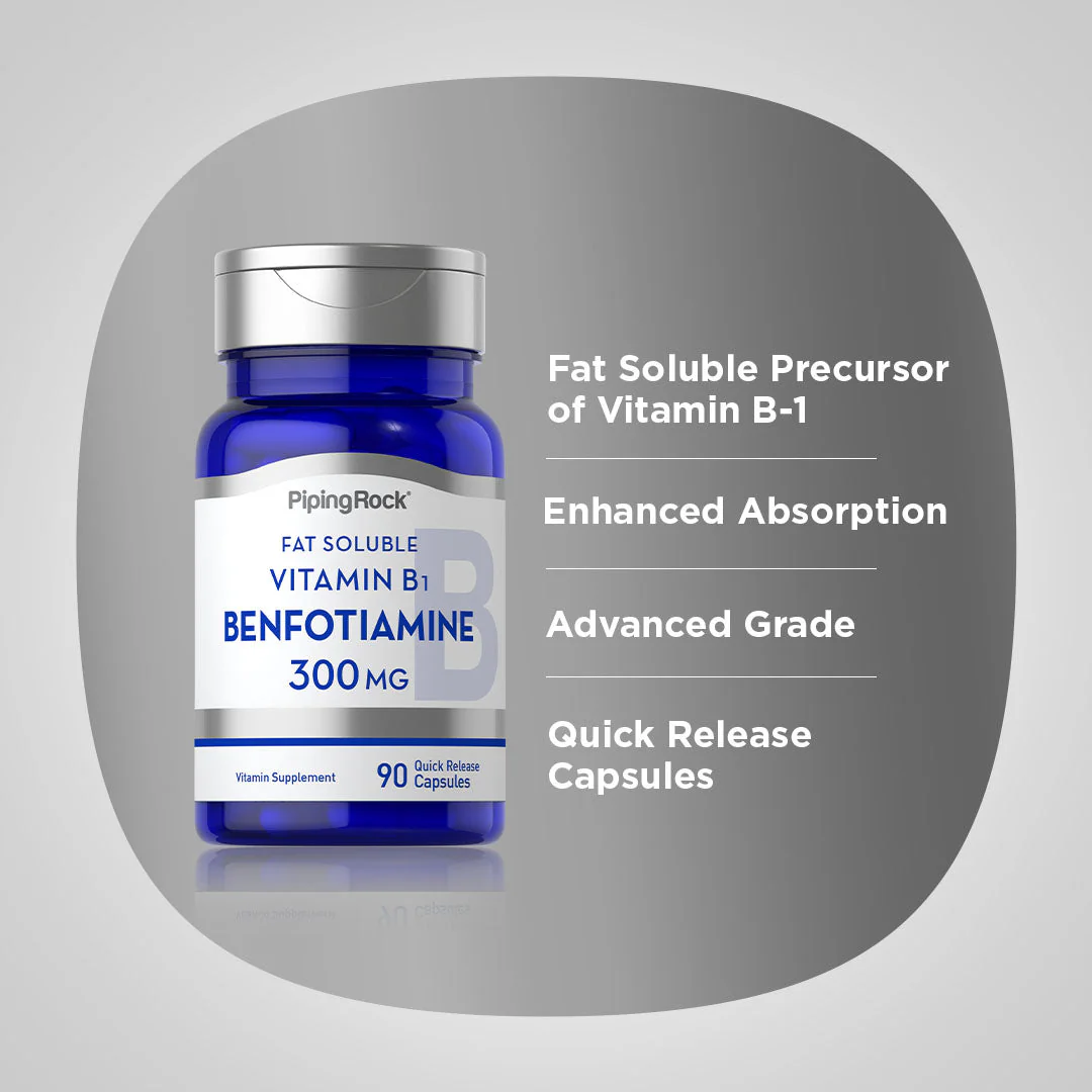 Benfotiamine (Fat Soluble Vitamin B-1), 300 mg, 90 Quick Release Capsules, 2  Bottles - Image 5