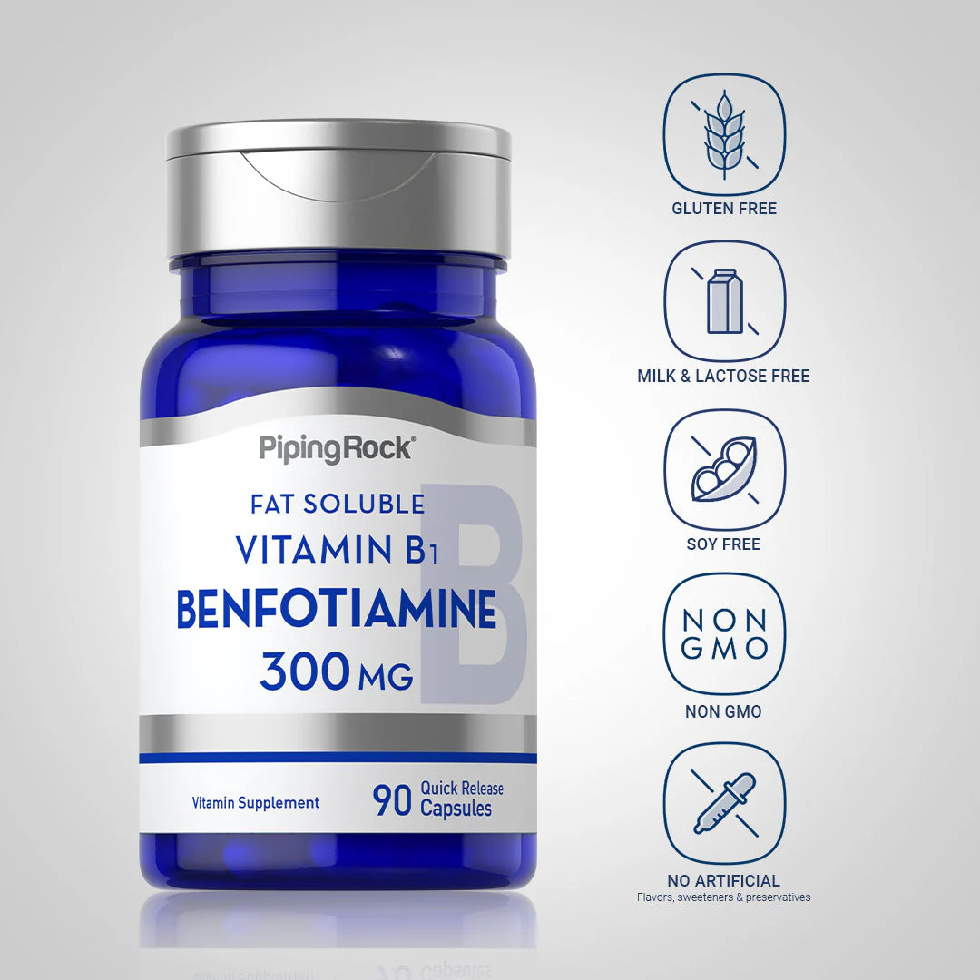 Benfotiamine (Fat Soluble Vitamin B-1), 300 mg, 90 Quick Release Capsules, 2  Bottles - Image 6
