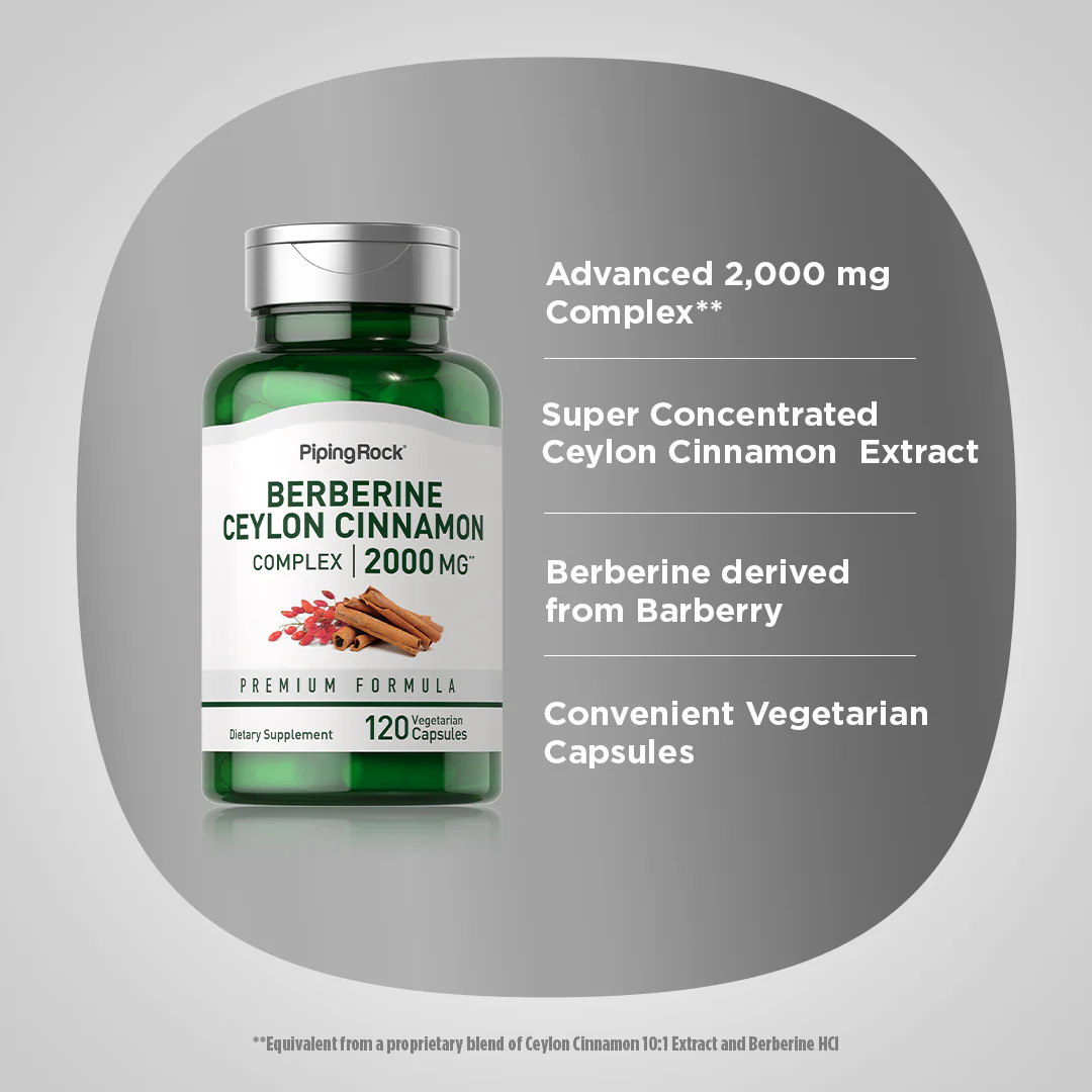 Berberine Ceylon Cinnamon Complex, 2000 mg, 120 Vegetarian Capsules - Image 4