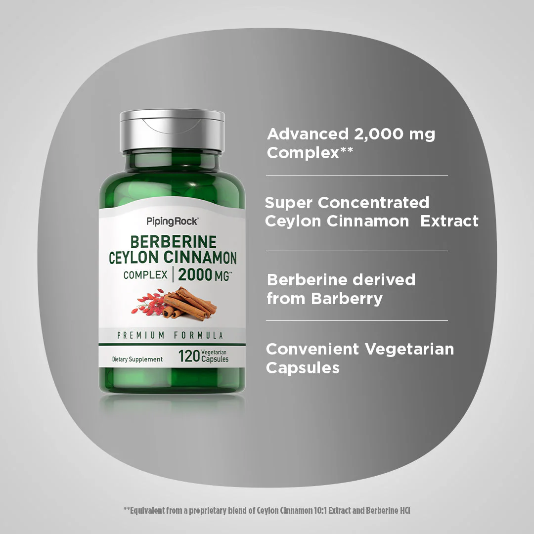 Berberine Ceylon Cinnamon Complex, 2000 mg, 120 Vegetarian Capsules, 2  Bottles - Image 4