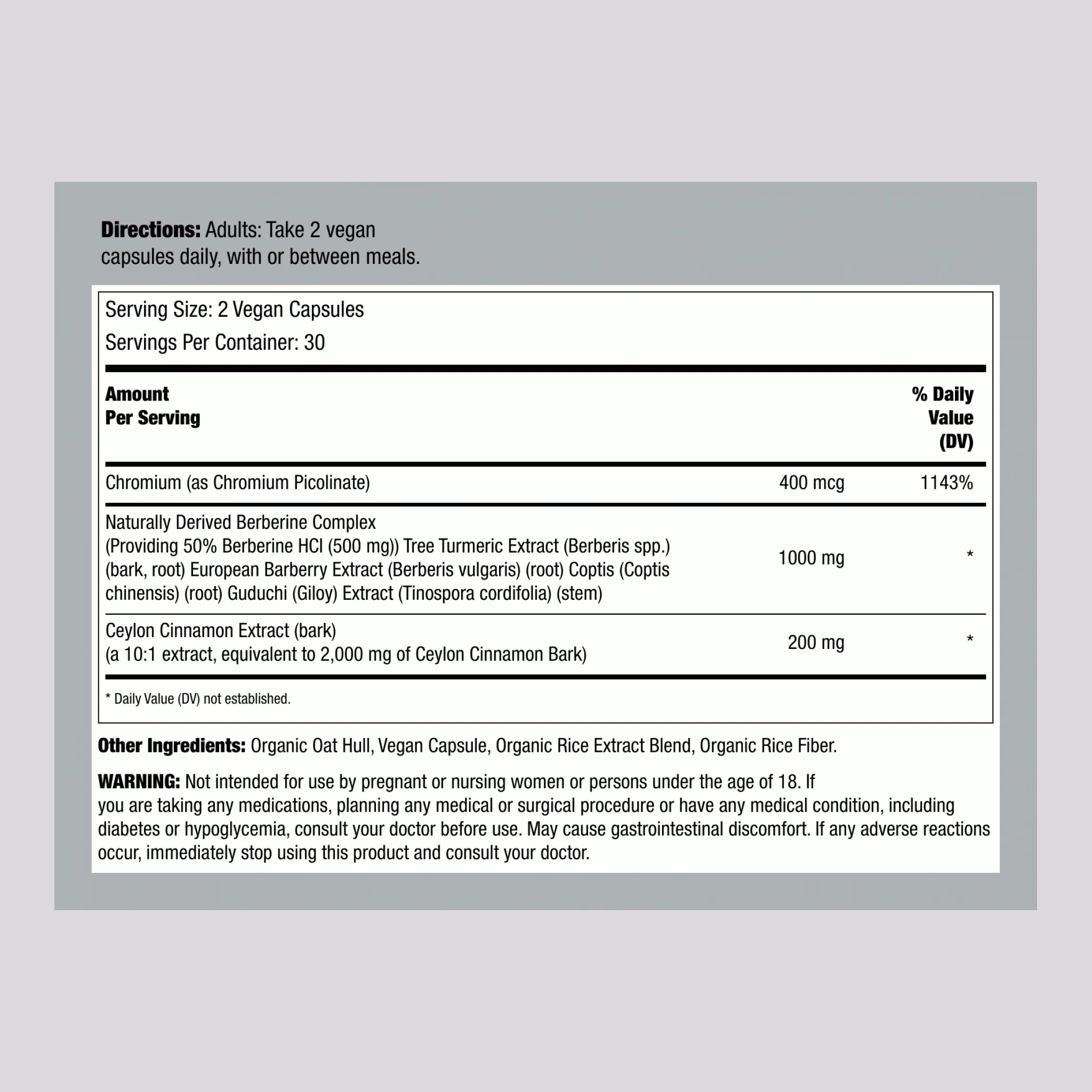 Berberine Complex 1000 mg, 60 Vegan Capsules - Image 2