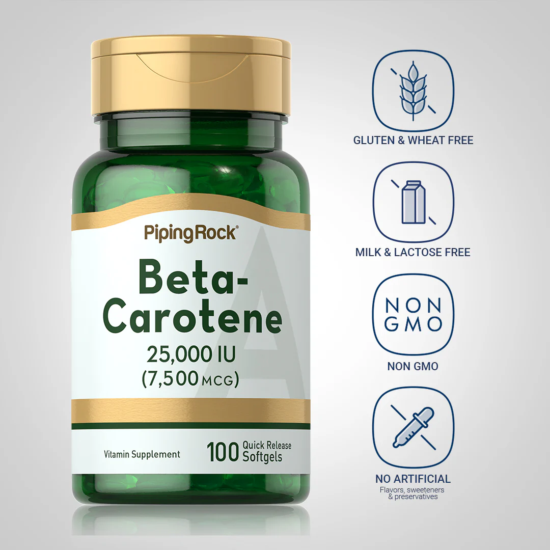 Beta Carotene (Vitamin A), 25,000 IU, 100 Quick Release Softgels - Image 4