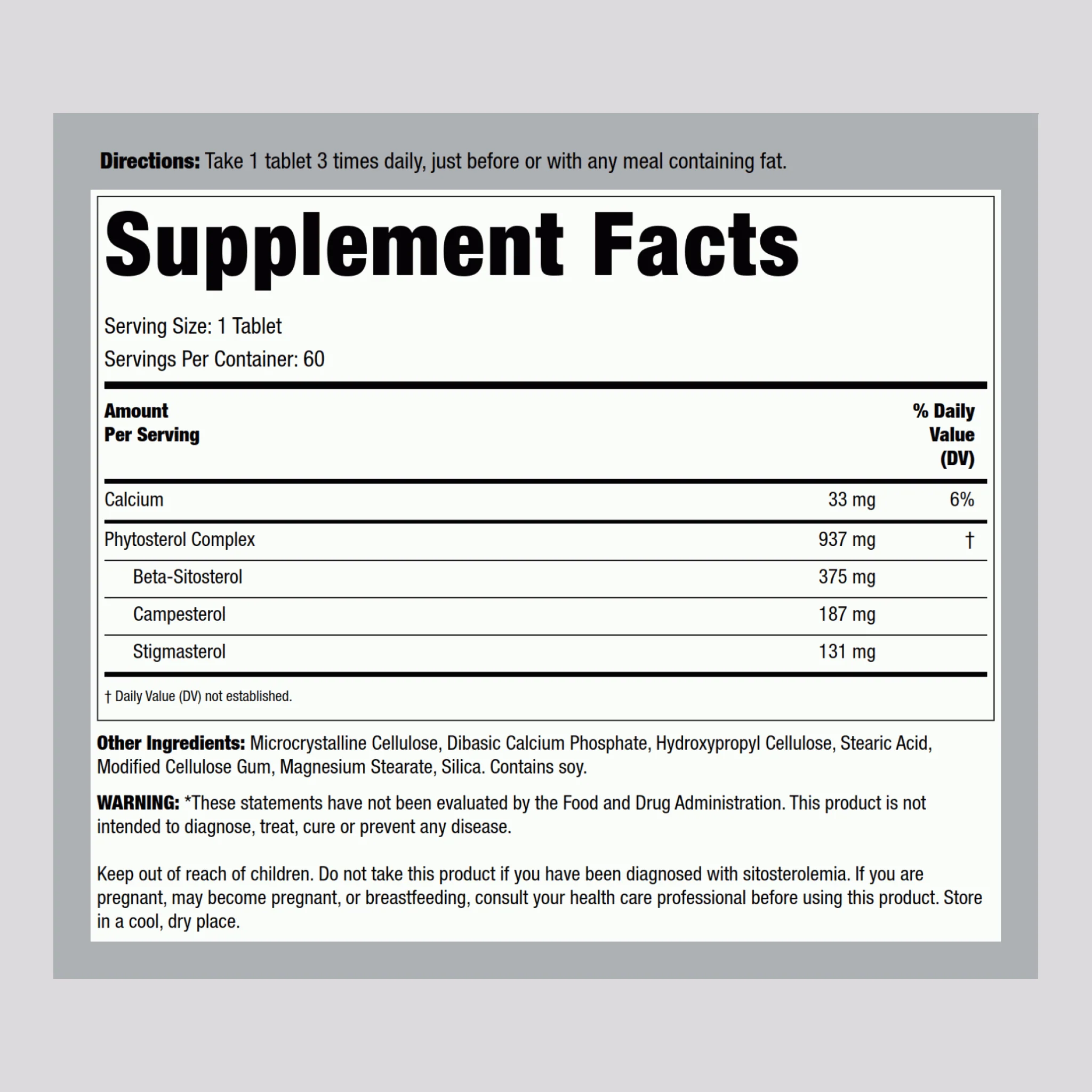Beta Sitosterol, 375 mg, 60 Tablets - Image 2