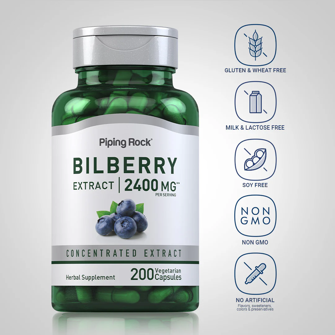 Bilberry Extract, 2400 mg (per serving), 200 Vegetarian Capsules - Image 5