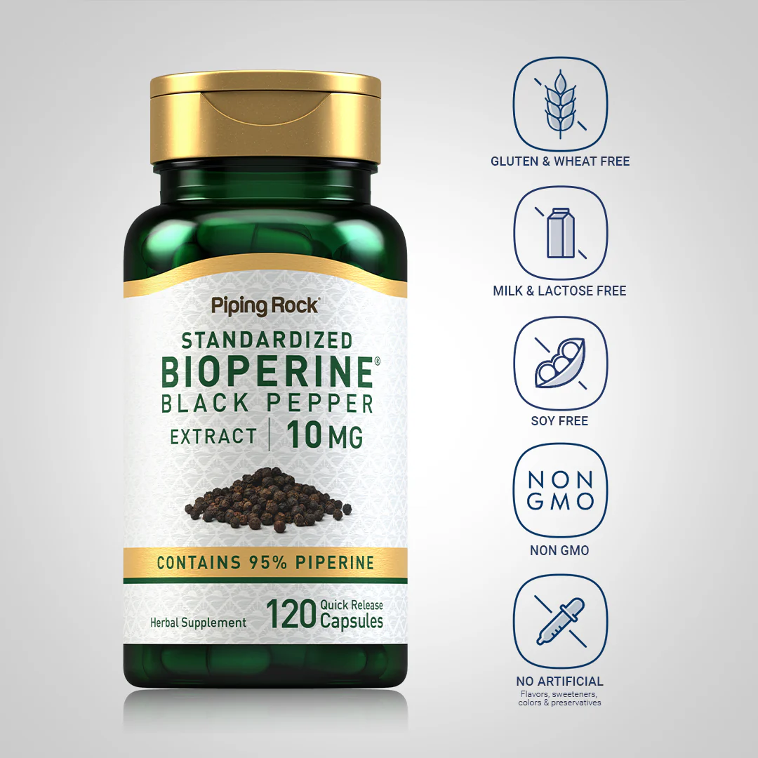 BioPerine Black Pepper Extract, 10 mg, 120 Quick Release Capsules, 2  Bottles - Image 5