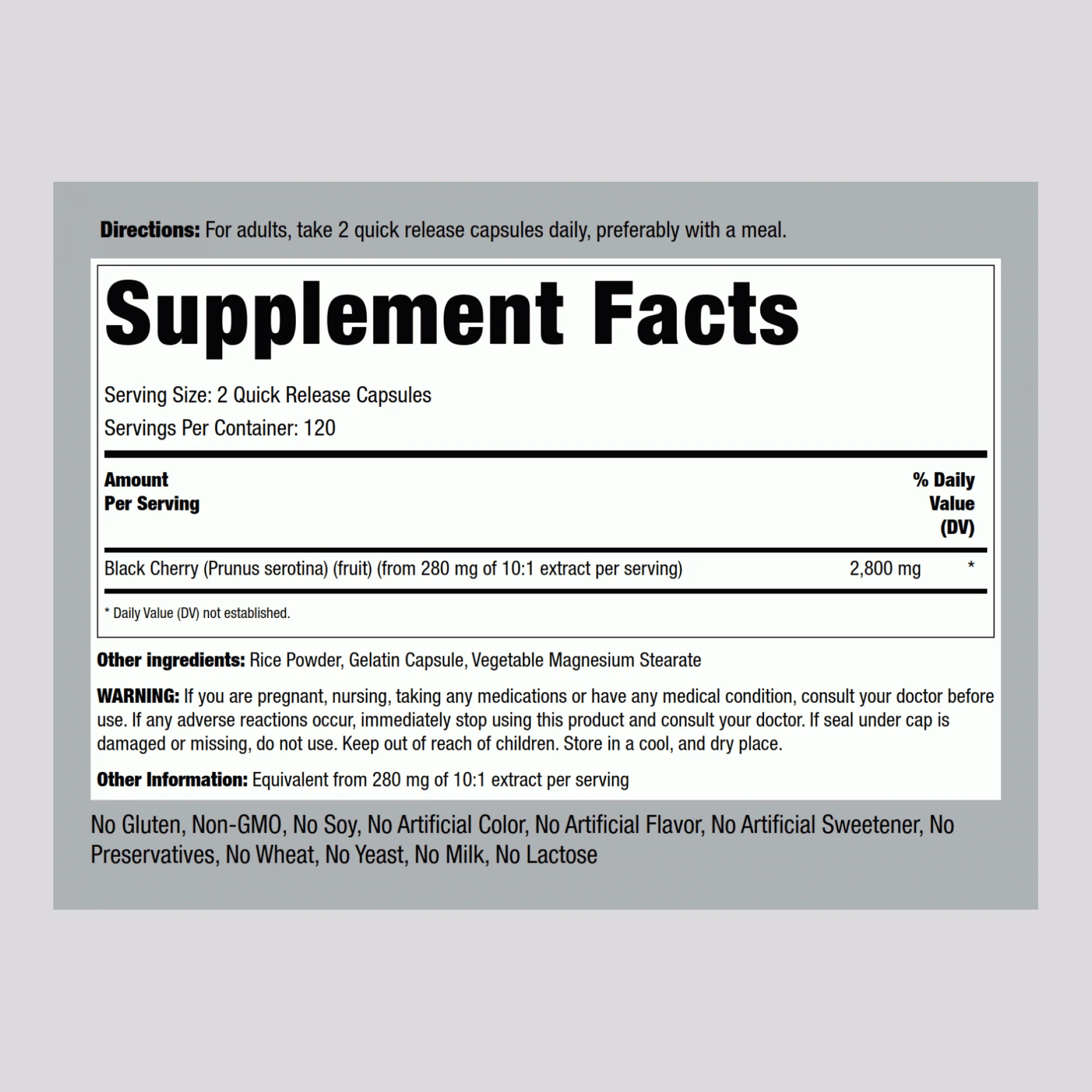 Black Cherry, 2800 mg (per serving), 240 Quick Release Capsules - Image 2