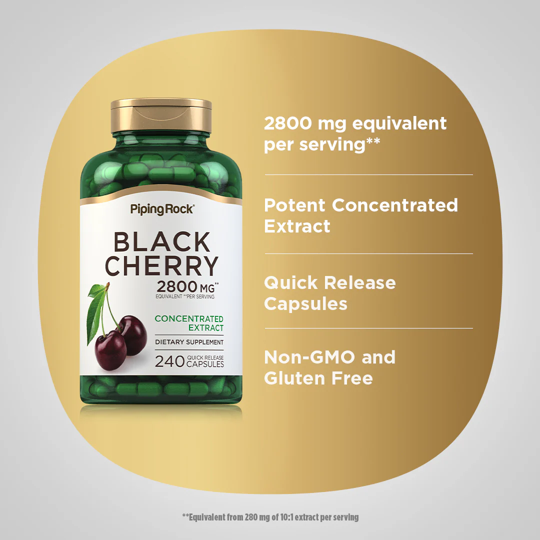 Black Cherry, 2800 mg (per serving), 240 Quick Release Capsules, 2  Bottles - Image 4