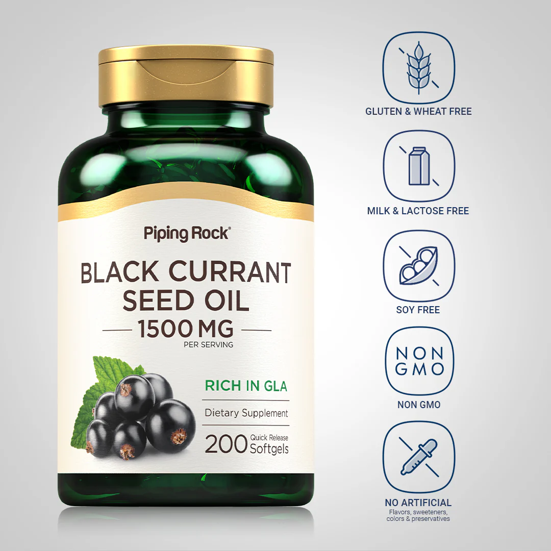 Black Currant Seed Oil, 1500 mg (per serving), 200 Quick Release Softgels, 2  Bottles - Image 5