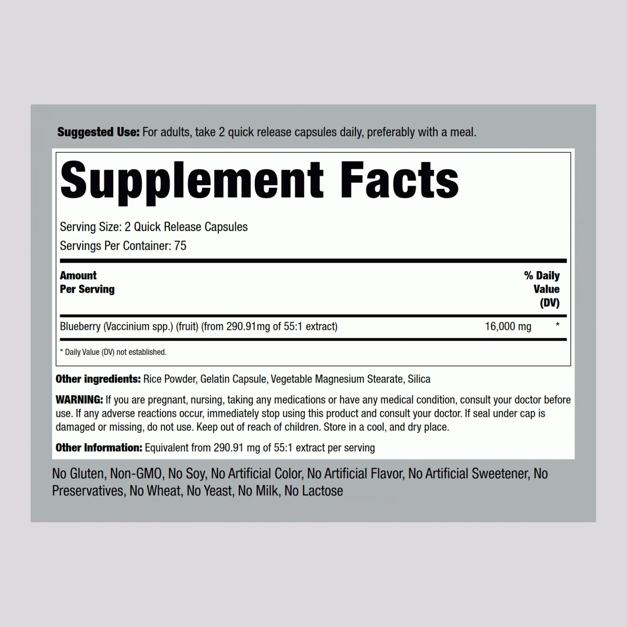 Blueberry, 16,000 mg (per serving), 150 Quick Release Capsules - Image 2