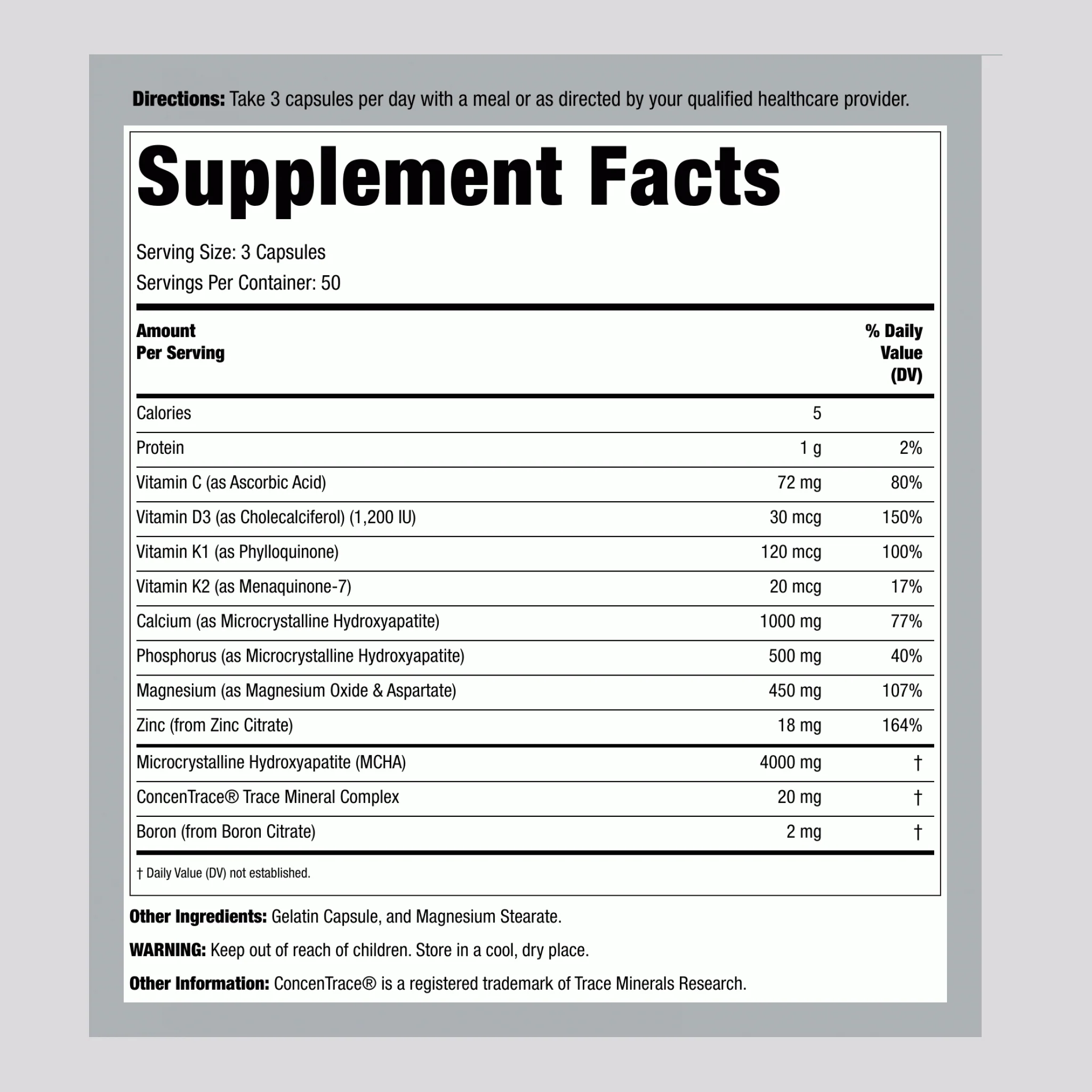 Bone Maximizer III with MCHA, 150 Capsules - Image 2