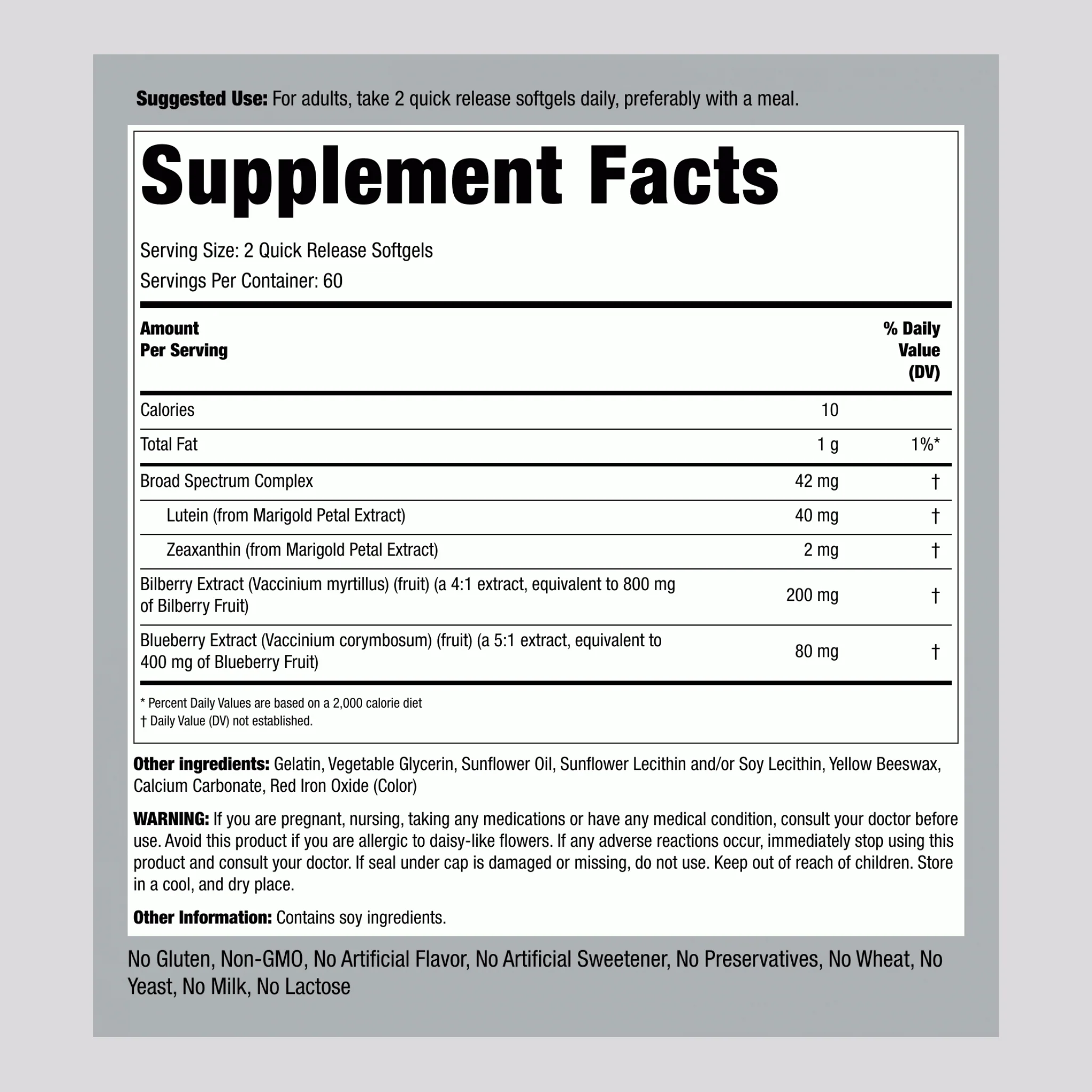 Broad Spectrum Eye Formula, 120 Quick Release Softgels, 2  Bottles - Image 2
