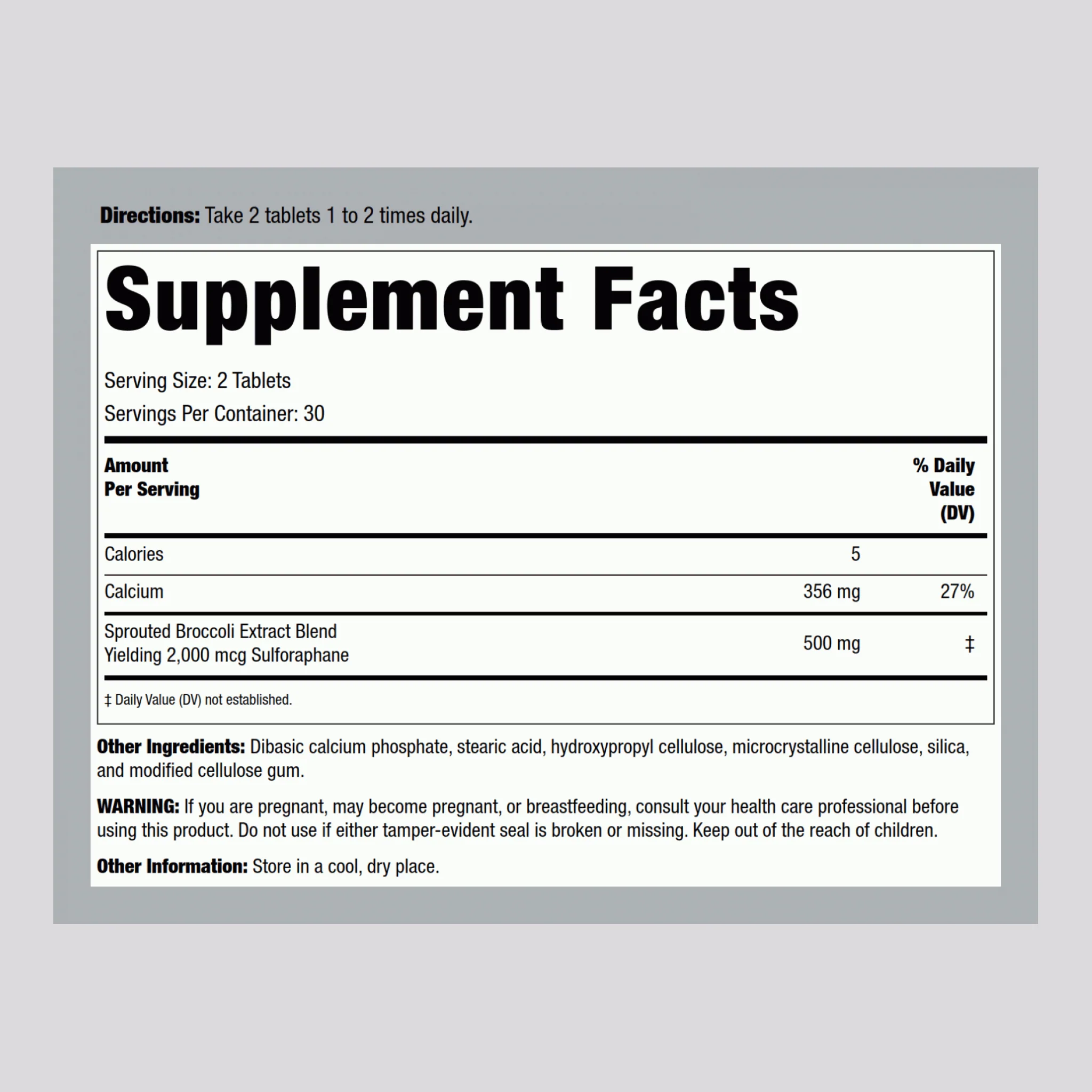Broccoli Sprouts w/Sulforaphane, 250 mg, 60 Tablets - Image 2