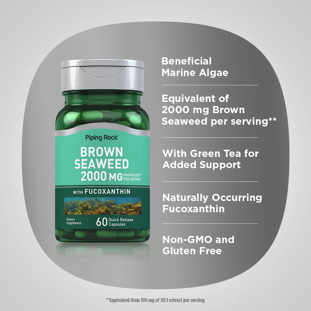 Brown Seaweed Plus (Wakame), 2000 mg (per serving), 60 Quick Release Capsules, 2  Bottles - Image 4