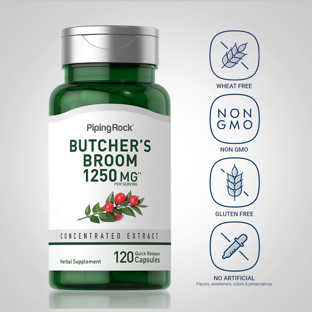 Butcher's Broom, 1250 mg (per serving), 120 Quick Release Capsules - Image 5