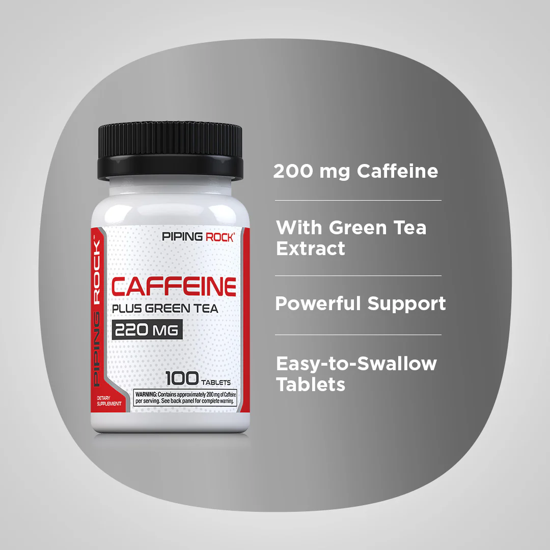 Caffeine Plus Green Tea, 220 mg, 100 Tablets - Image 4